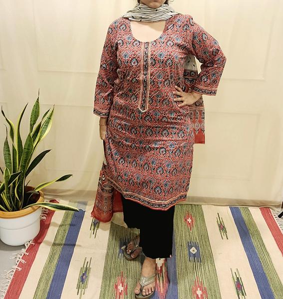Block Pirinted Salwar set 3 piece- kurta, pyjama and dupatta set