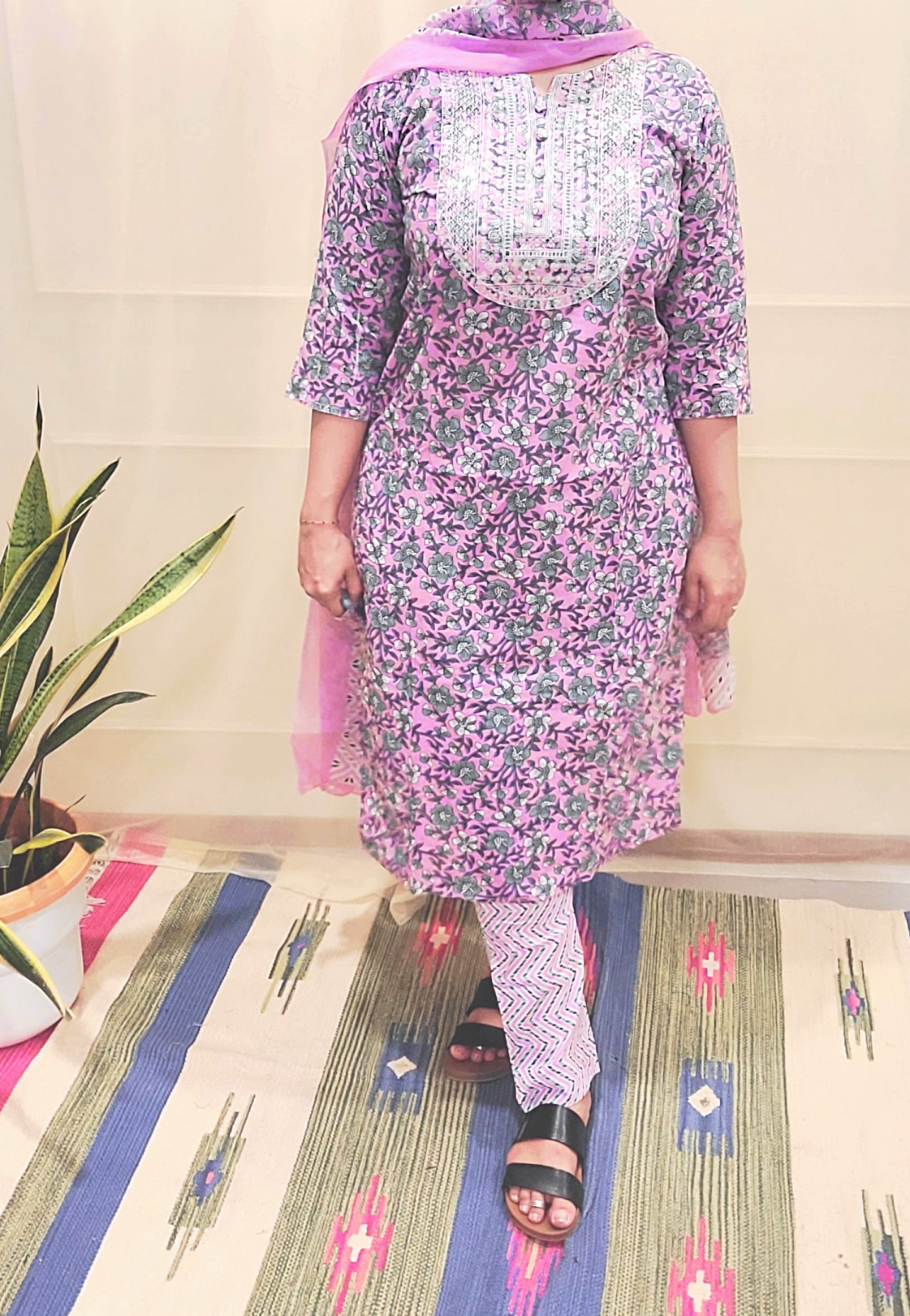 Block Pirinted Salwar set 3 piece- kurta, pyjama and dupatta set