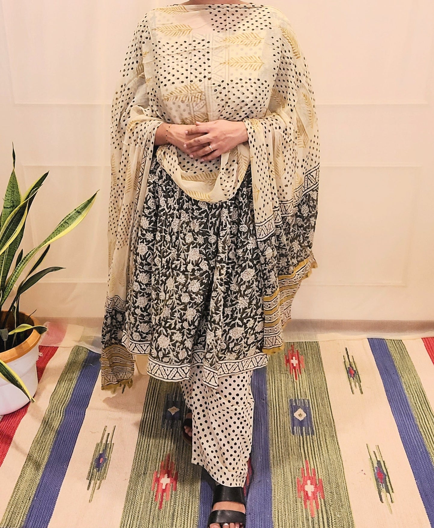 Block Pirinted Salwar set 3 piece- kurta, pyjama and dupatta set