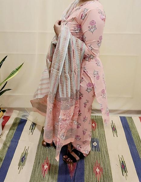 Block Pirinted Salwar set 3 piece- kurta, pyjama and dupatta set