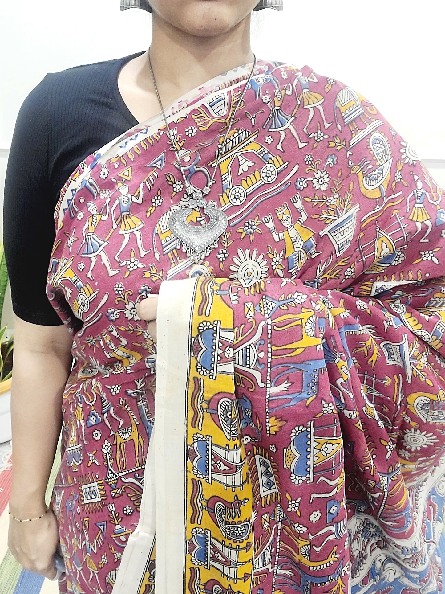 Kalamkari hand Printed pure Cotton Saaree