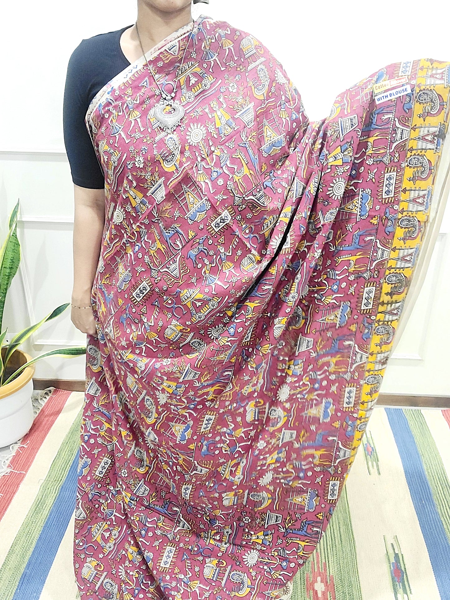Kalamkari hand Printed pure Cotton Saaree