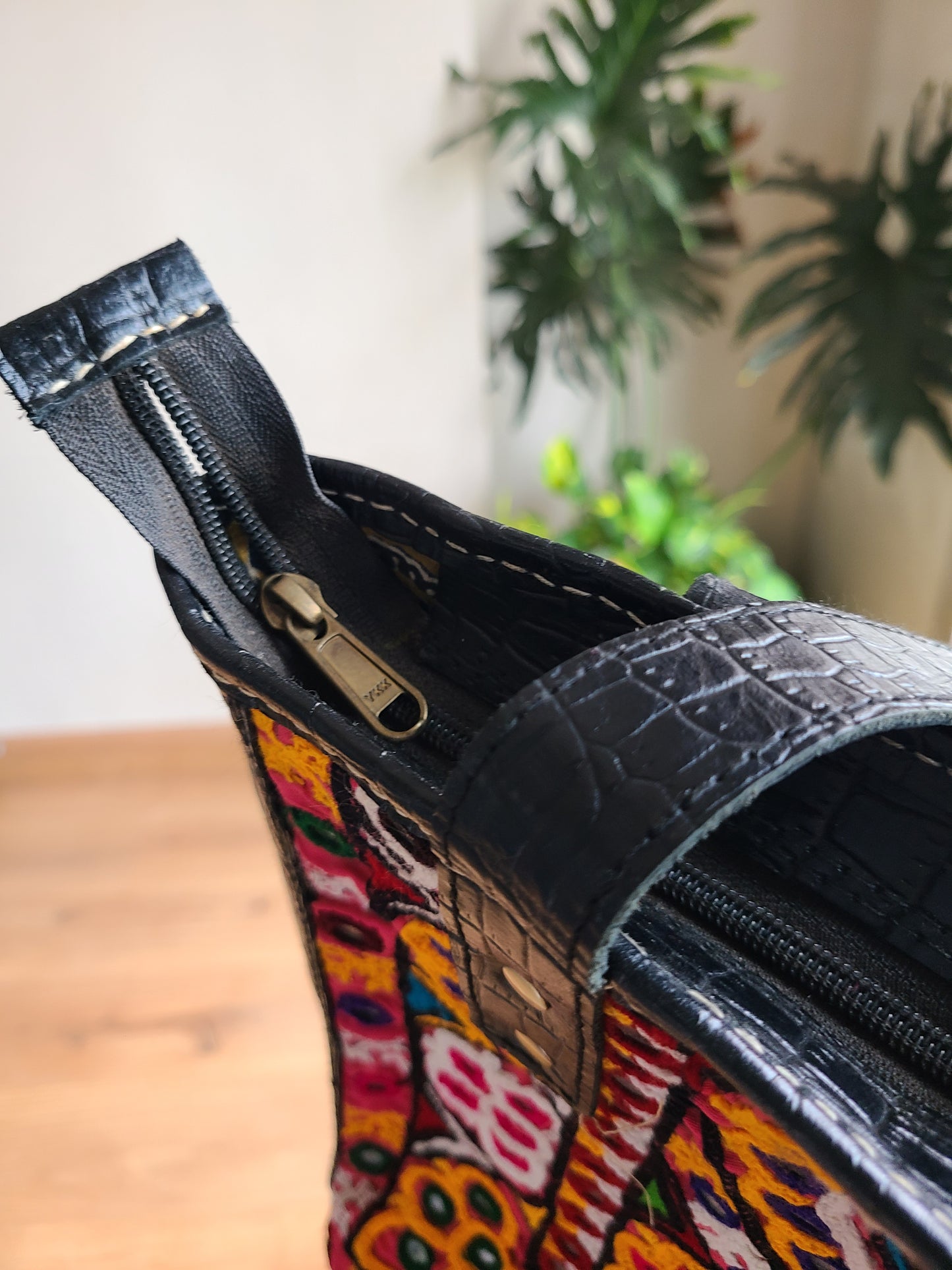 Leather Shoulder bag with Rabari bag