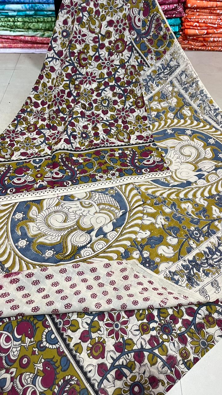 Kalamkari hand Printed pure Cotton Saaree