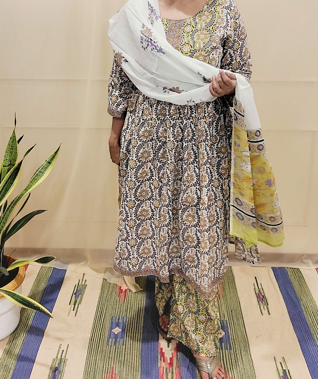 Block Pirinted Salwar set 3 piece- kurta, pyjama and dupatta set