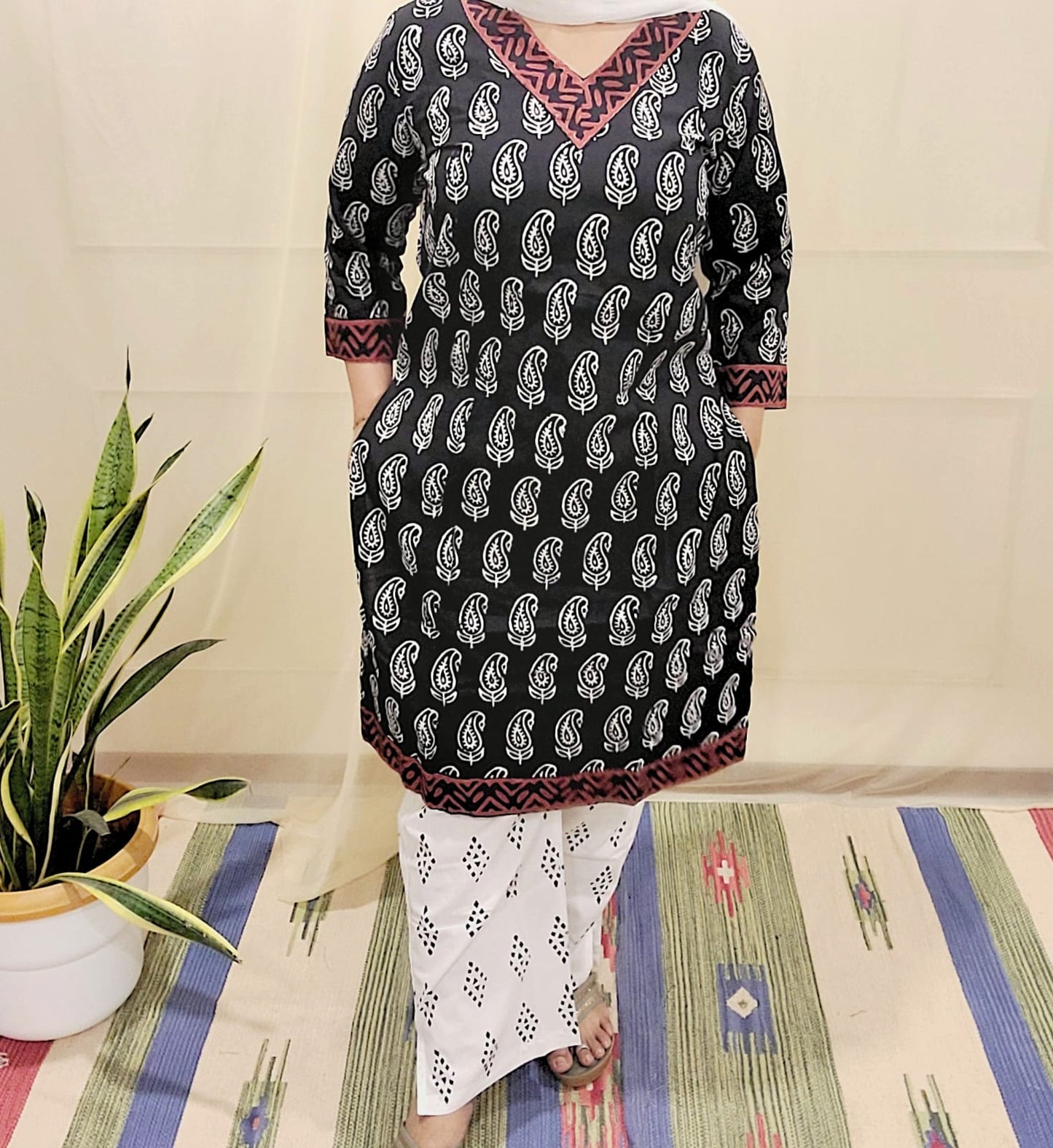 Block Pirinted Salwar set 3 piece- kurta, pyjama and dupatta set