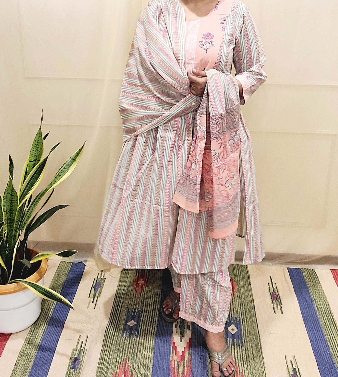 Block Pirinted Salwar set 3 piece- kurta, pyjama and dupatta set
