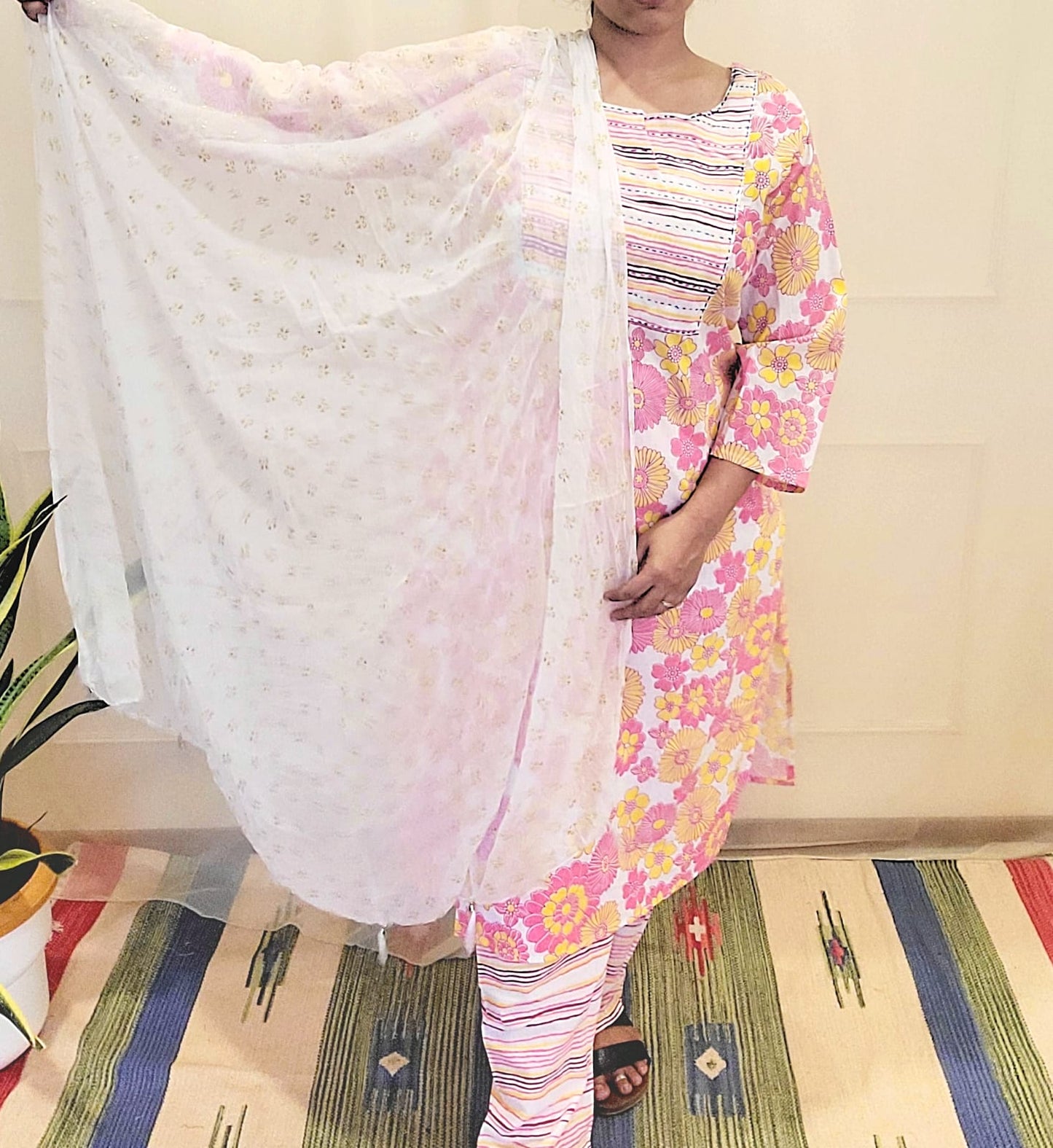 Block Pirinted Salwar set 3 piece- kurta, pyjama and dupatta set