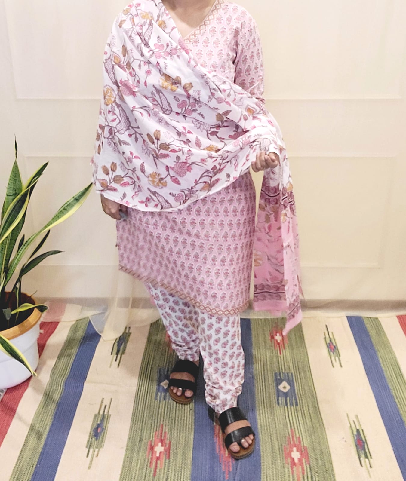 Block Pirinted Salwar set 3 piece- kurta, pyjama and dupatta set