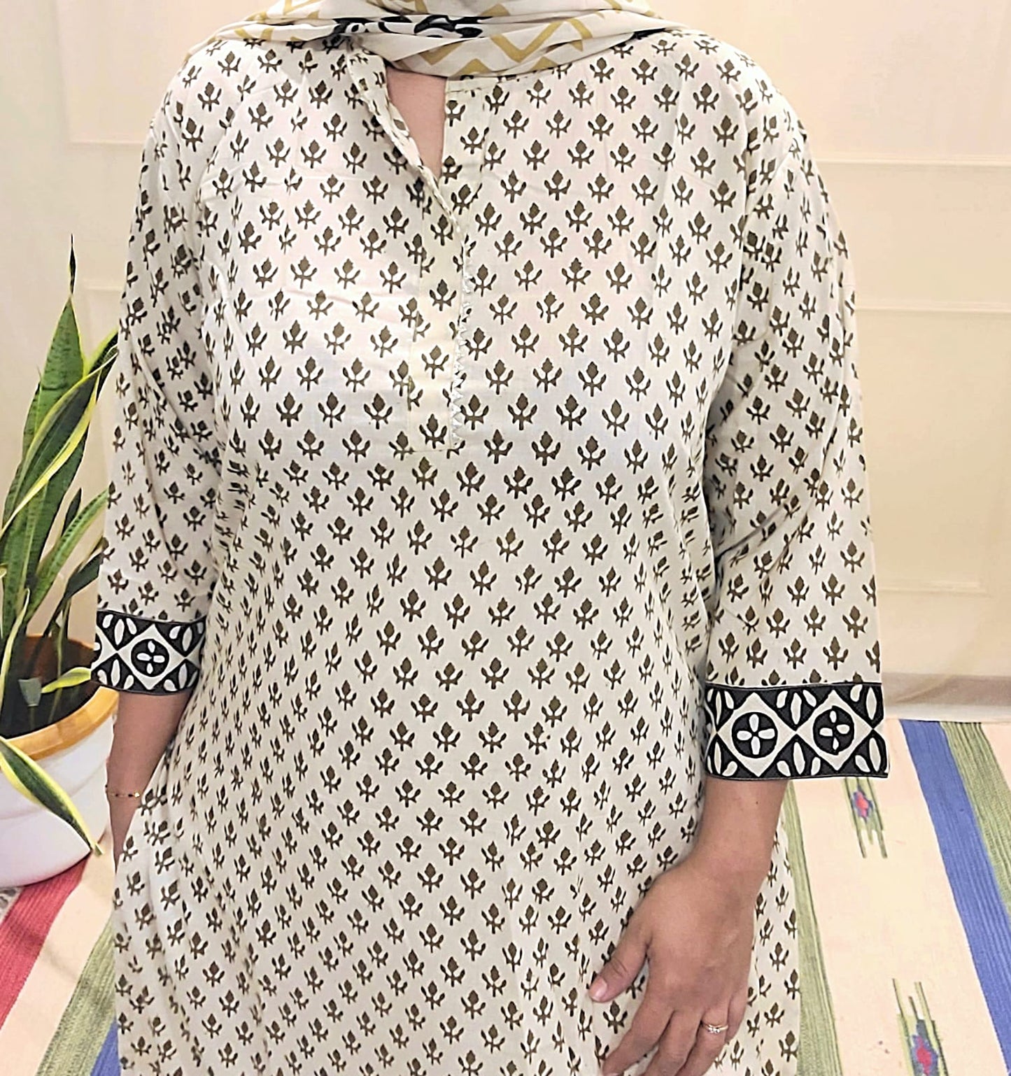 Block Pirinted Salwar set 3 piece- kurta, pyjama and dupatta set