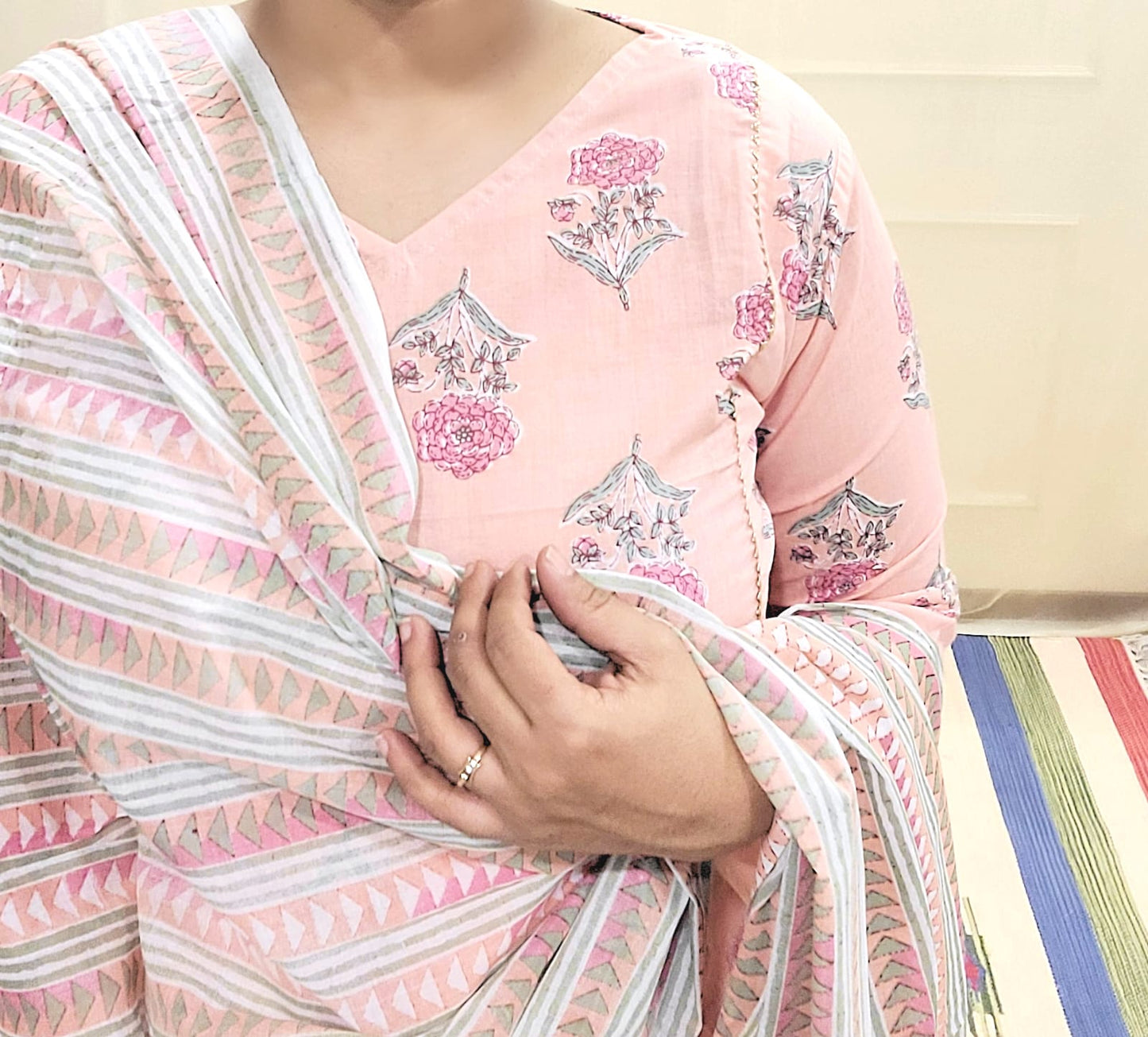 Block Pirinted Salwar set 3 piece- kurta, pyjama and dupatta set
