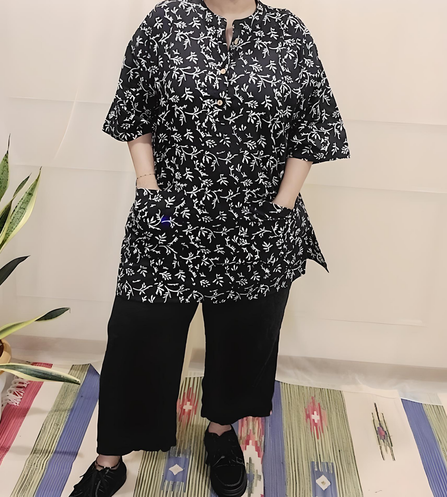 Cotton Block Printed Relaxed long top
