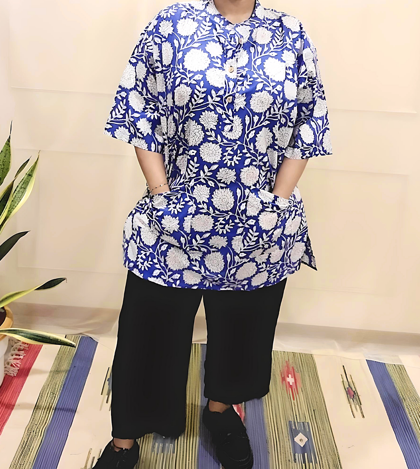 Cotton Block Printed Relaxed long top