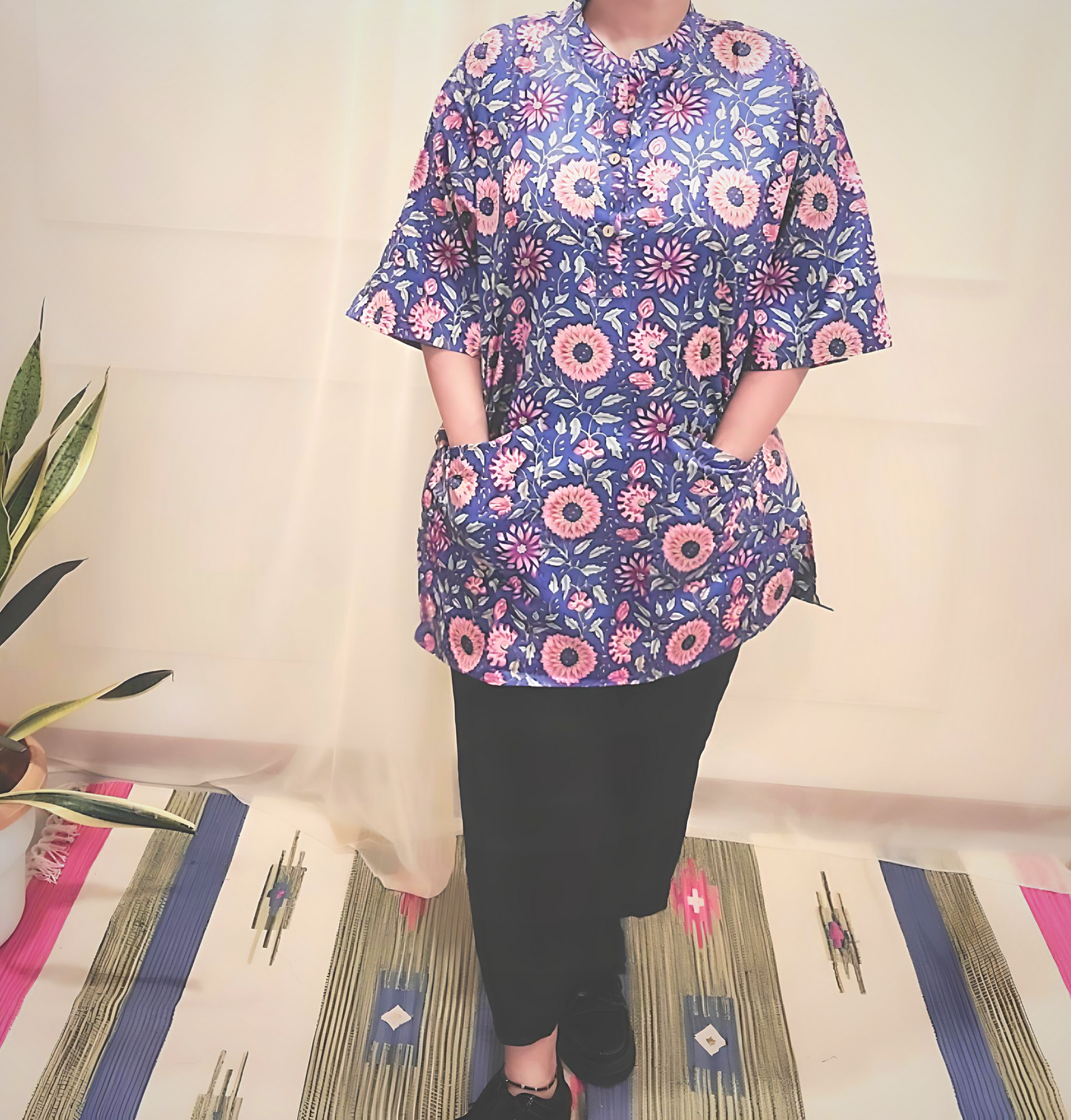 Cotton Block Printed Relaxed long top