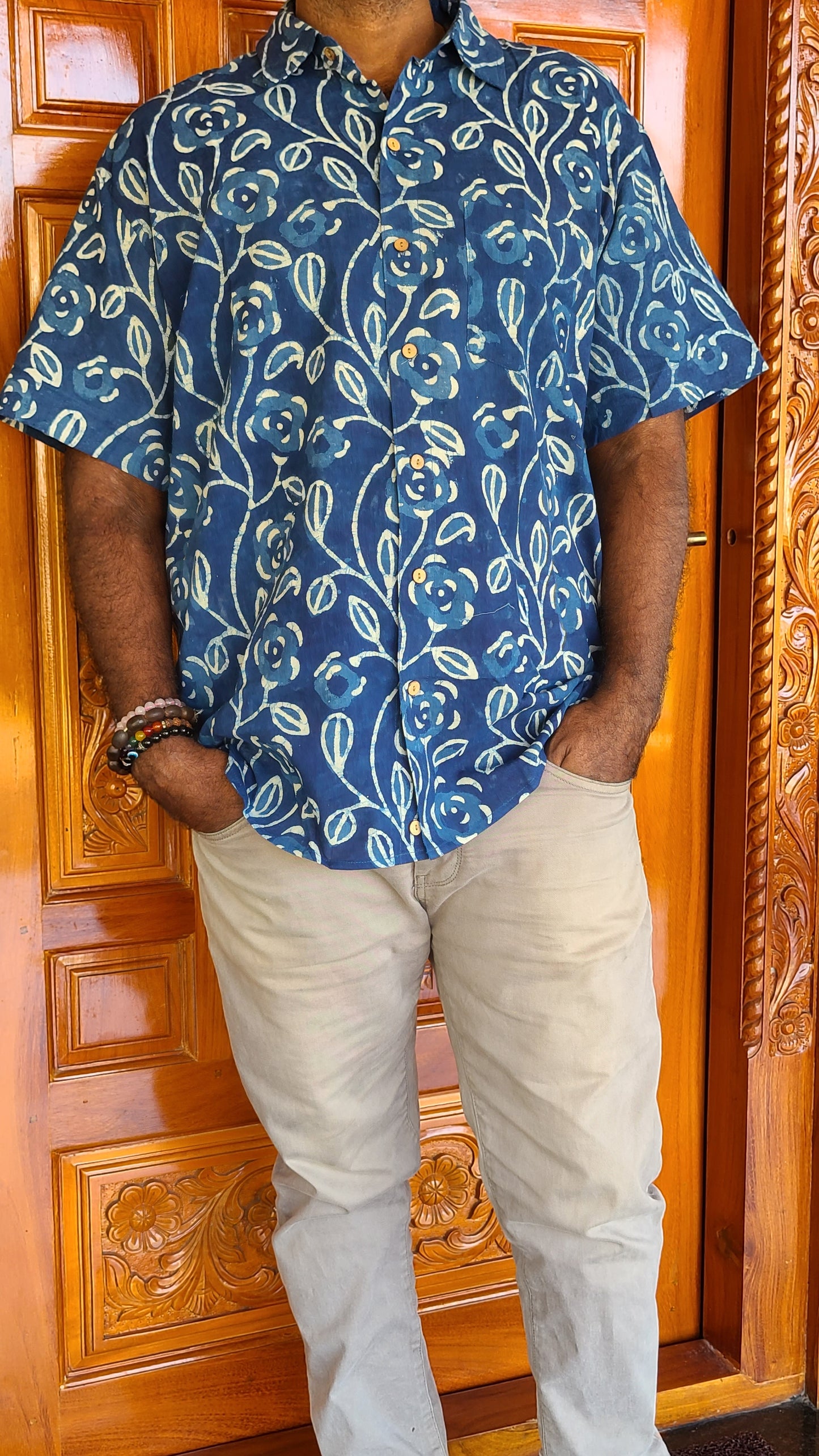 Block Printed Cotton Men's Shirt