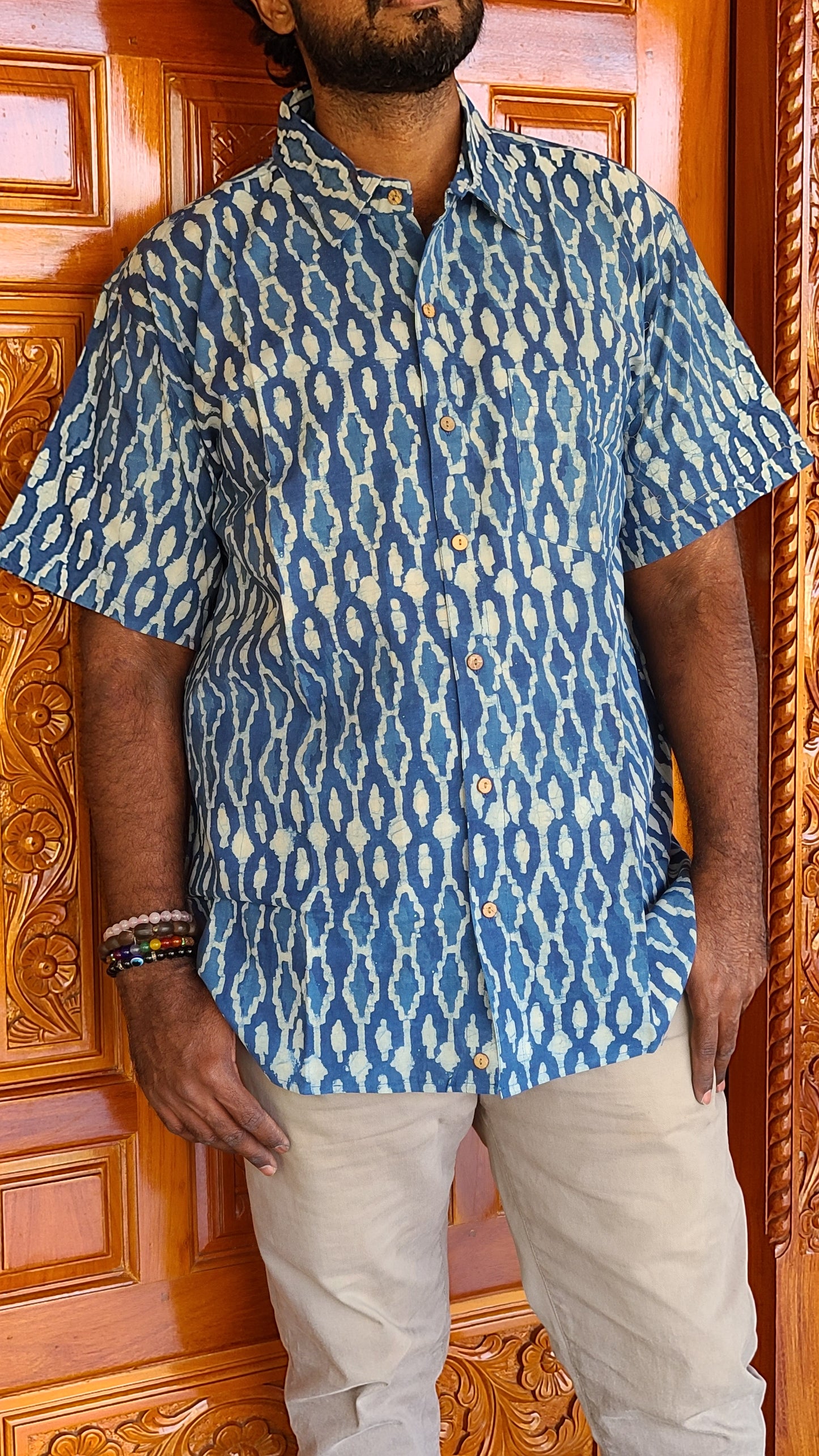 Block Printed Cotton Men's Shirt
