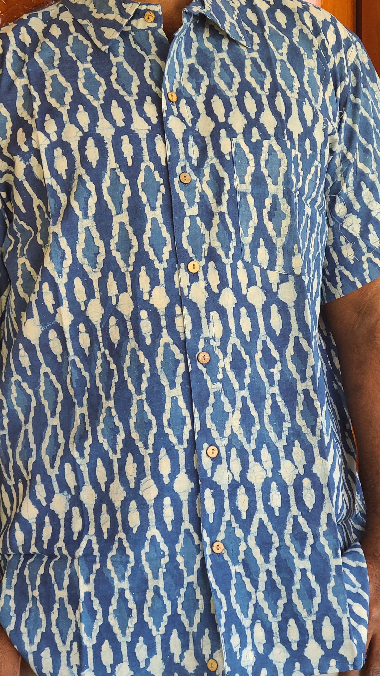 Block printed Indigo Cotton Men's Shirts - My Store