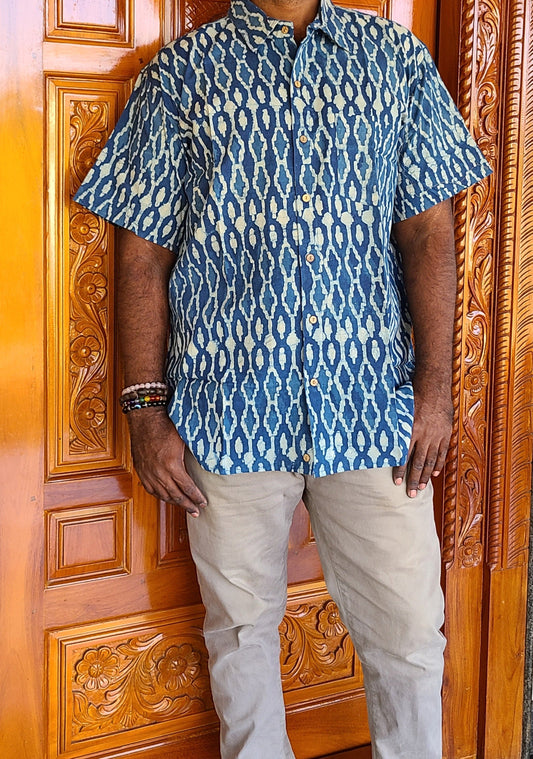 Block printed Indigo Cotton Men's Shirts - My Store