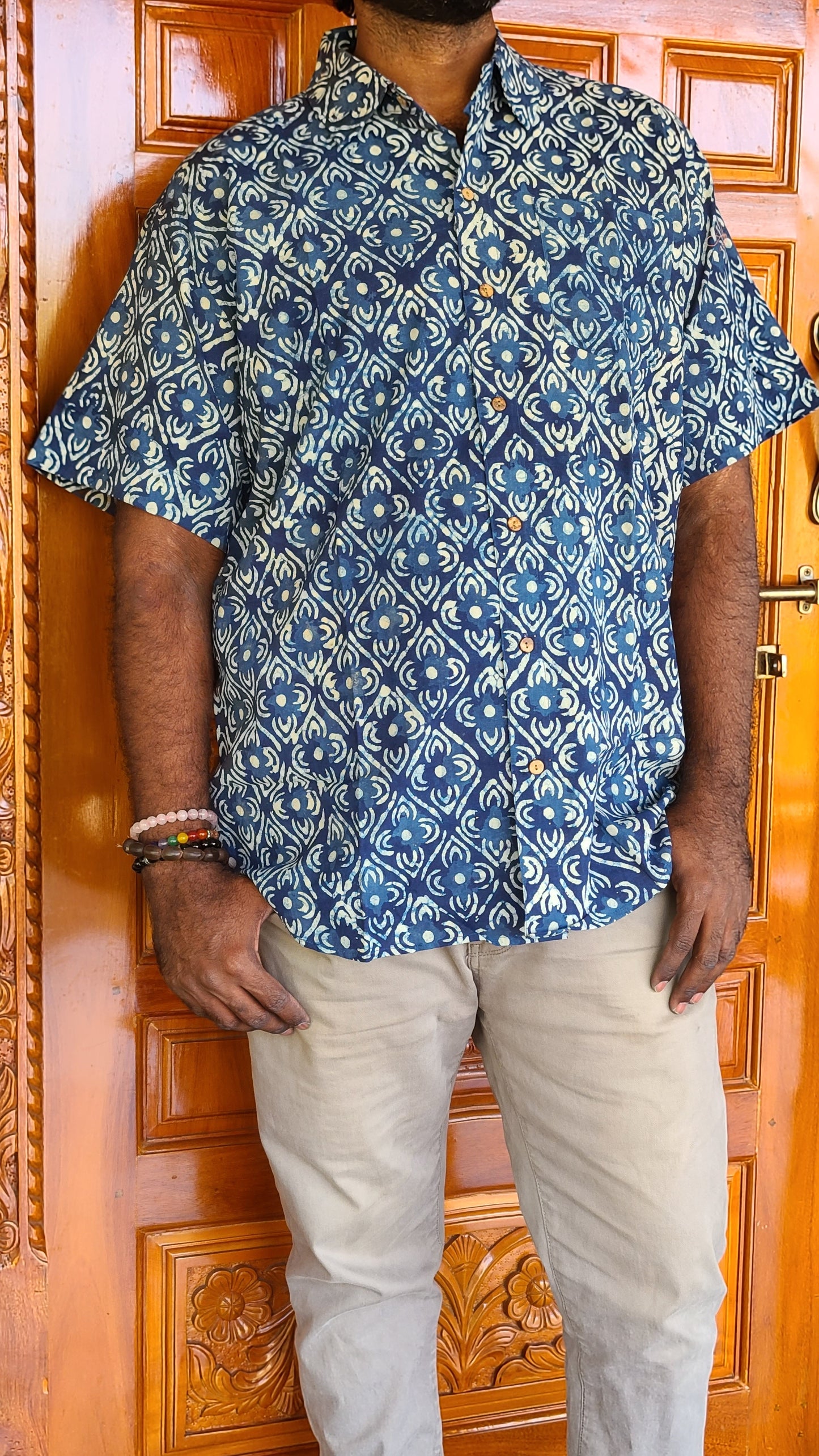 Block Printed Cotton Men's Shirt
