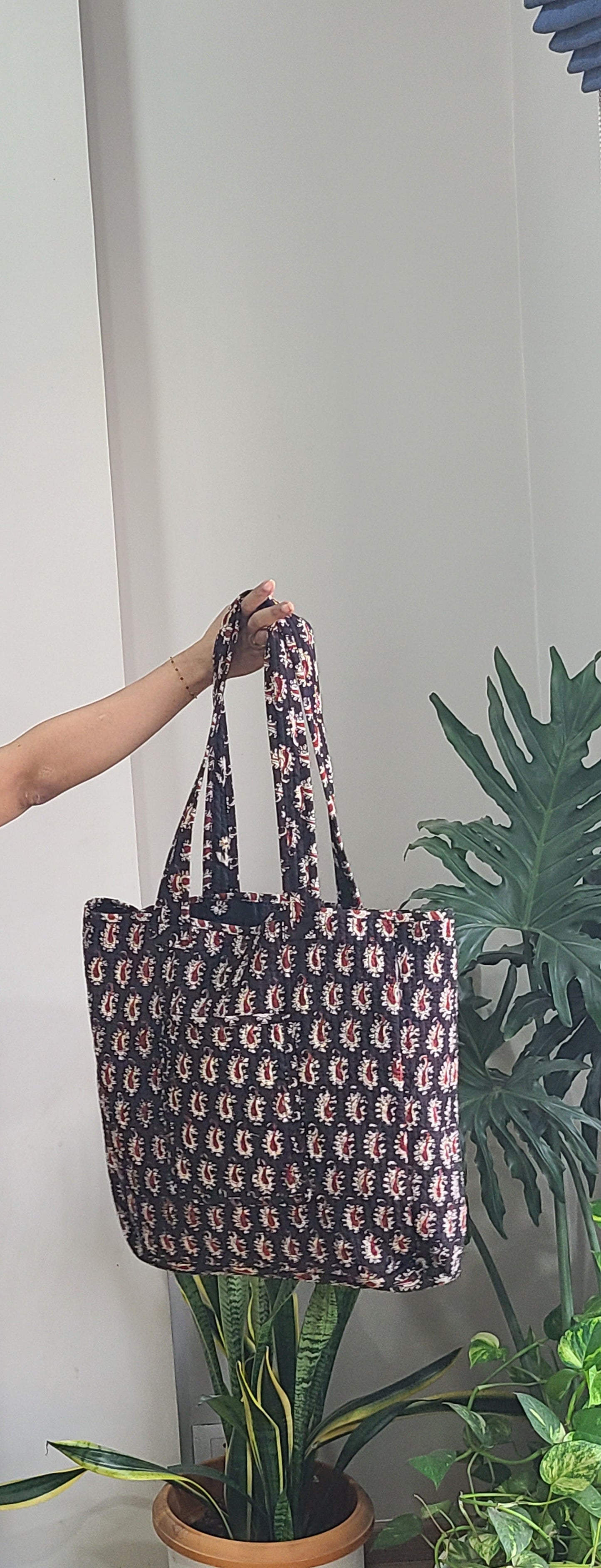 Floral black Reversible Tote bag - My Store