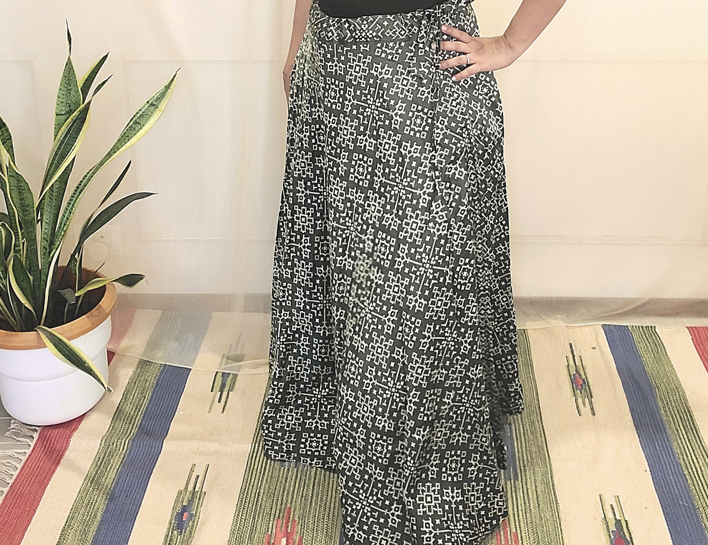 Mashru silk screen printed Side string Skirts