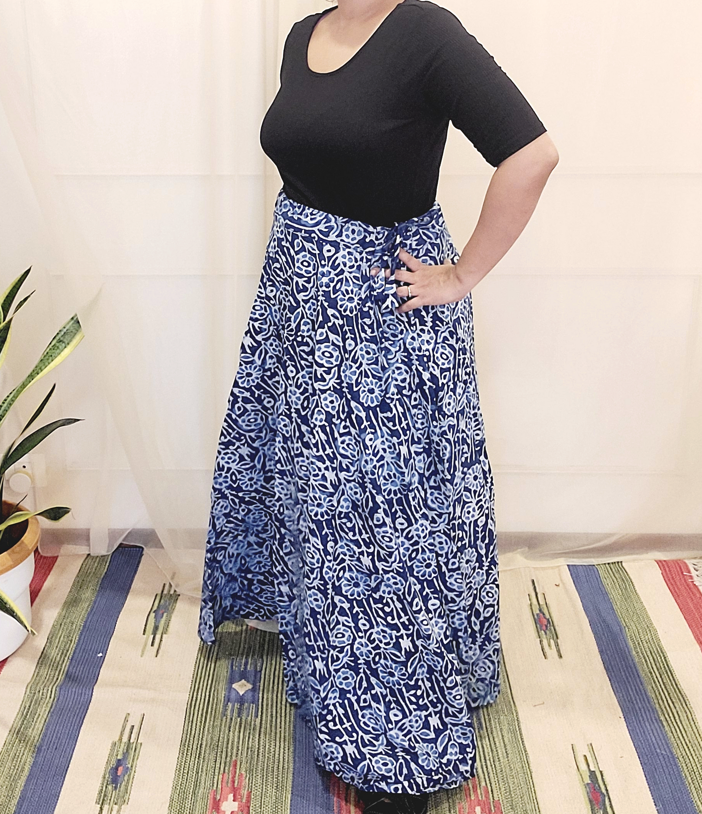 Indigo Cotton Block Printed Skirt - My Store