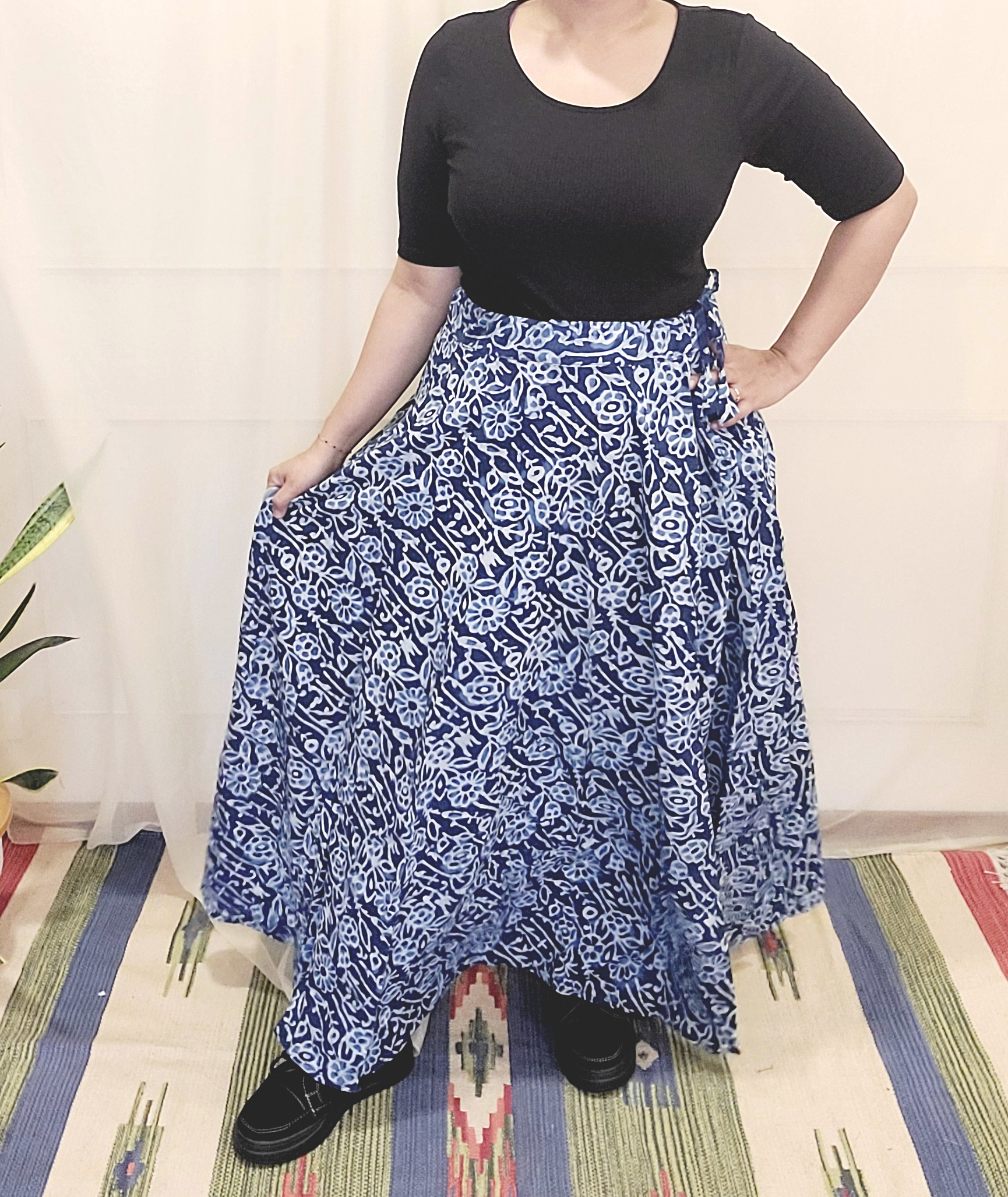 Indigo Cotton Block Printed Skirt - My Store