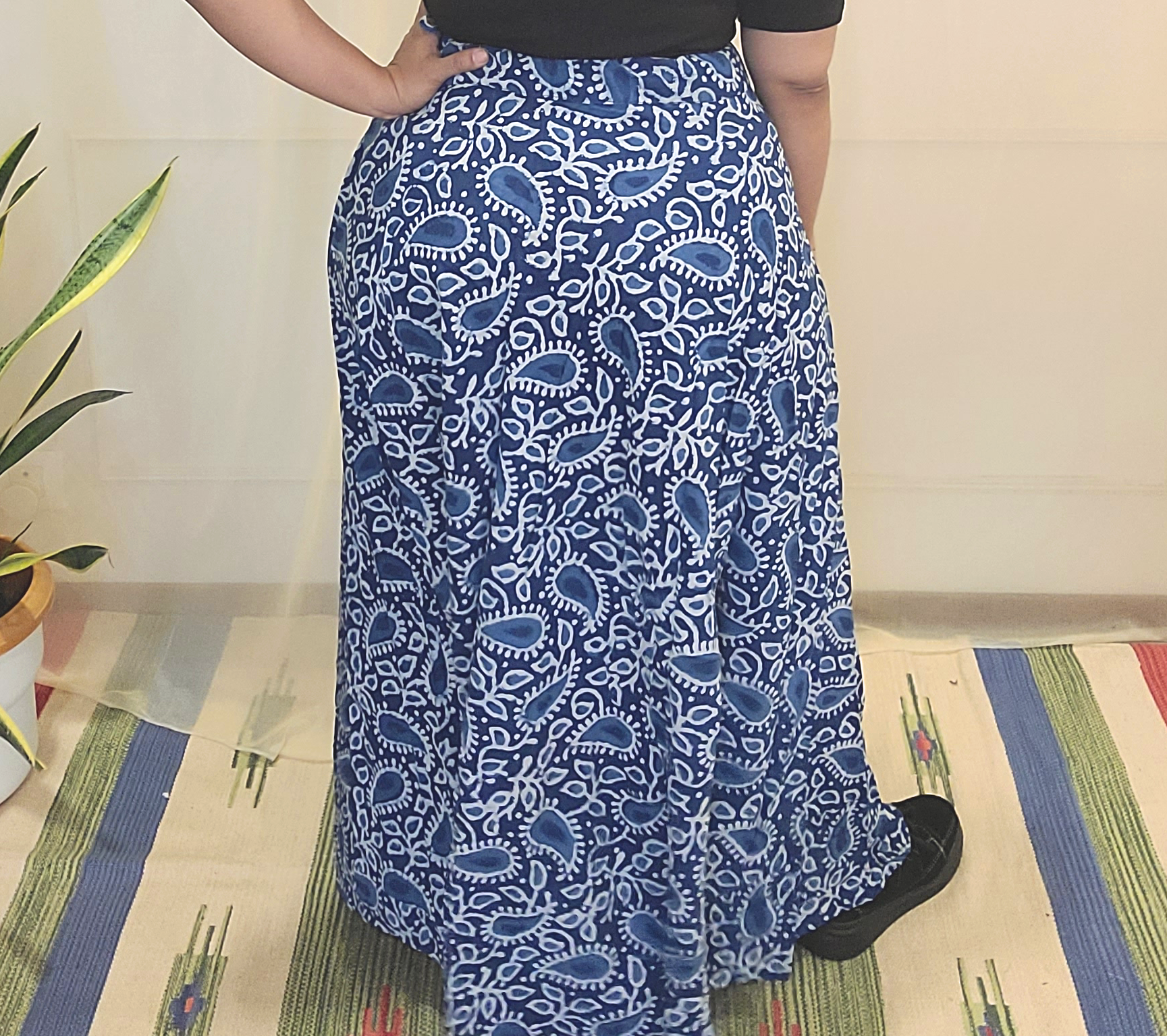 Indigo Cotton Block Printed Skirt - My Store