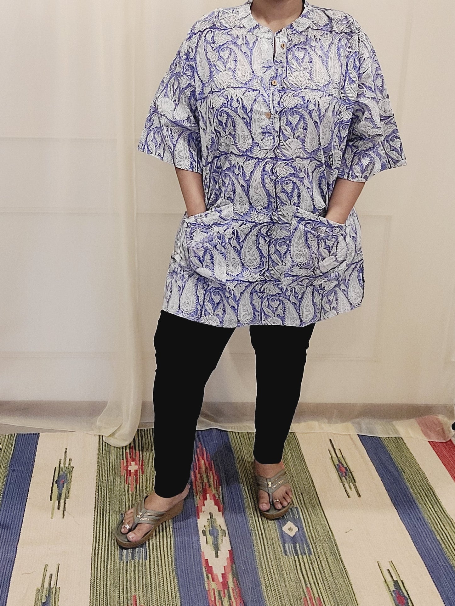 Relaxed Fit long top - Cotton Block printed
