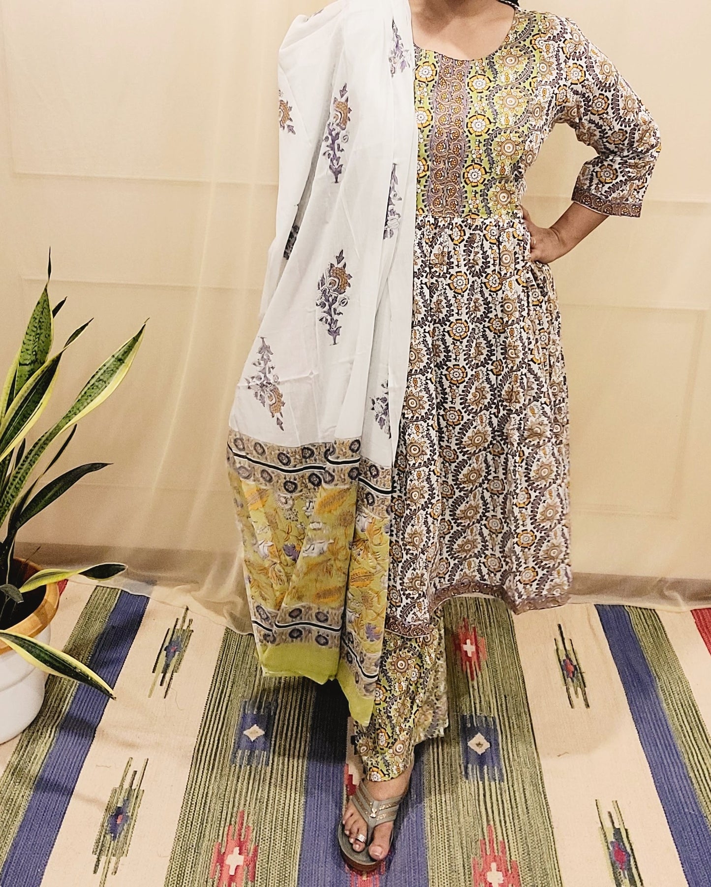 Women's block printed Kurta Pant and dupatta- Salwar suite- @Rs.599