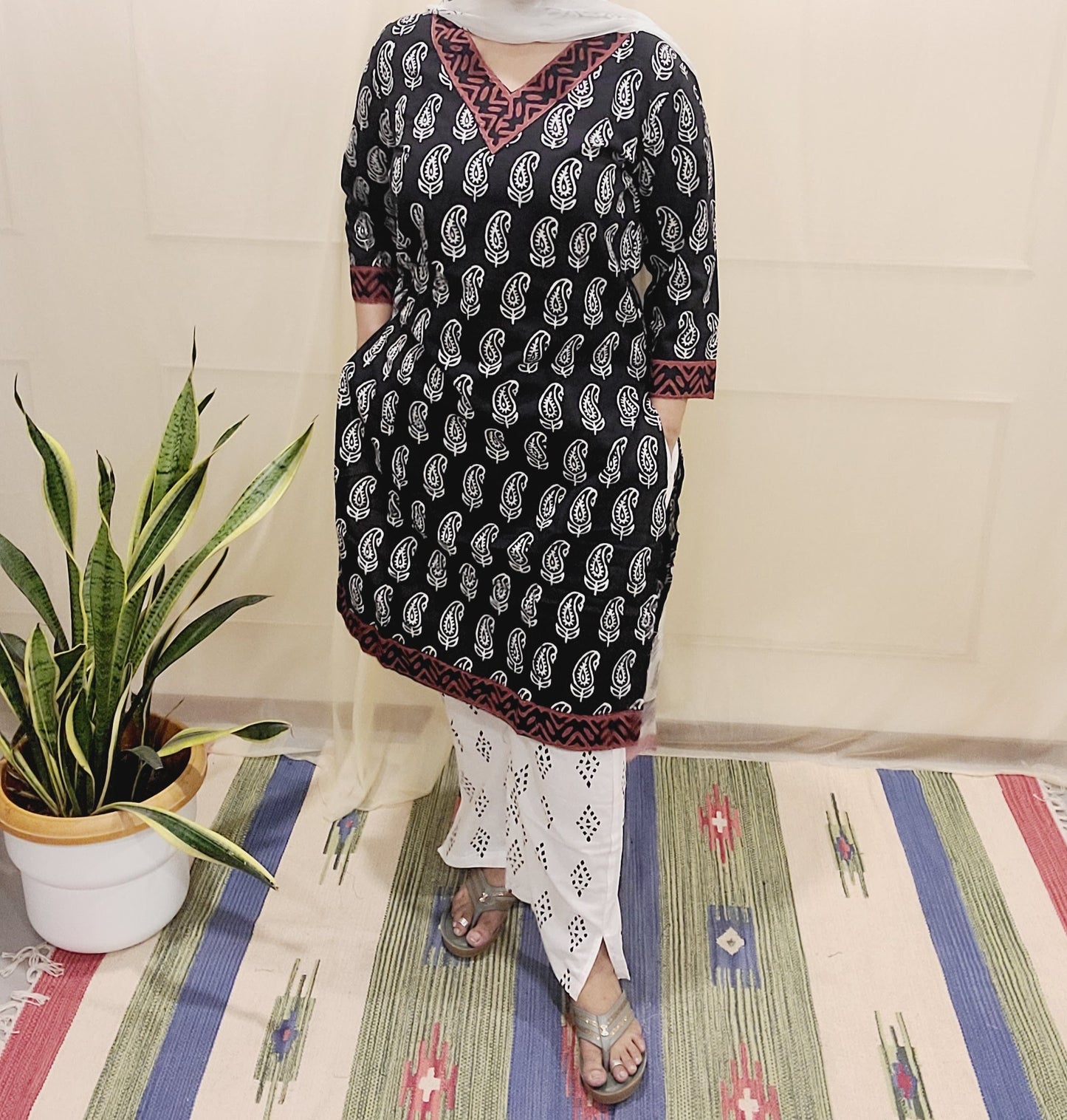 Women's block printed Kurta Pant and dupatta- Salwar suite- @Rs.599
