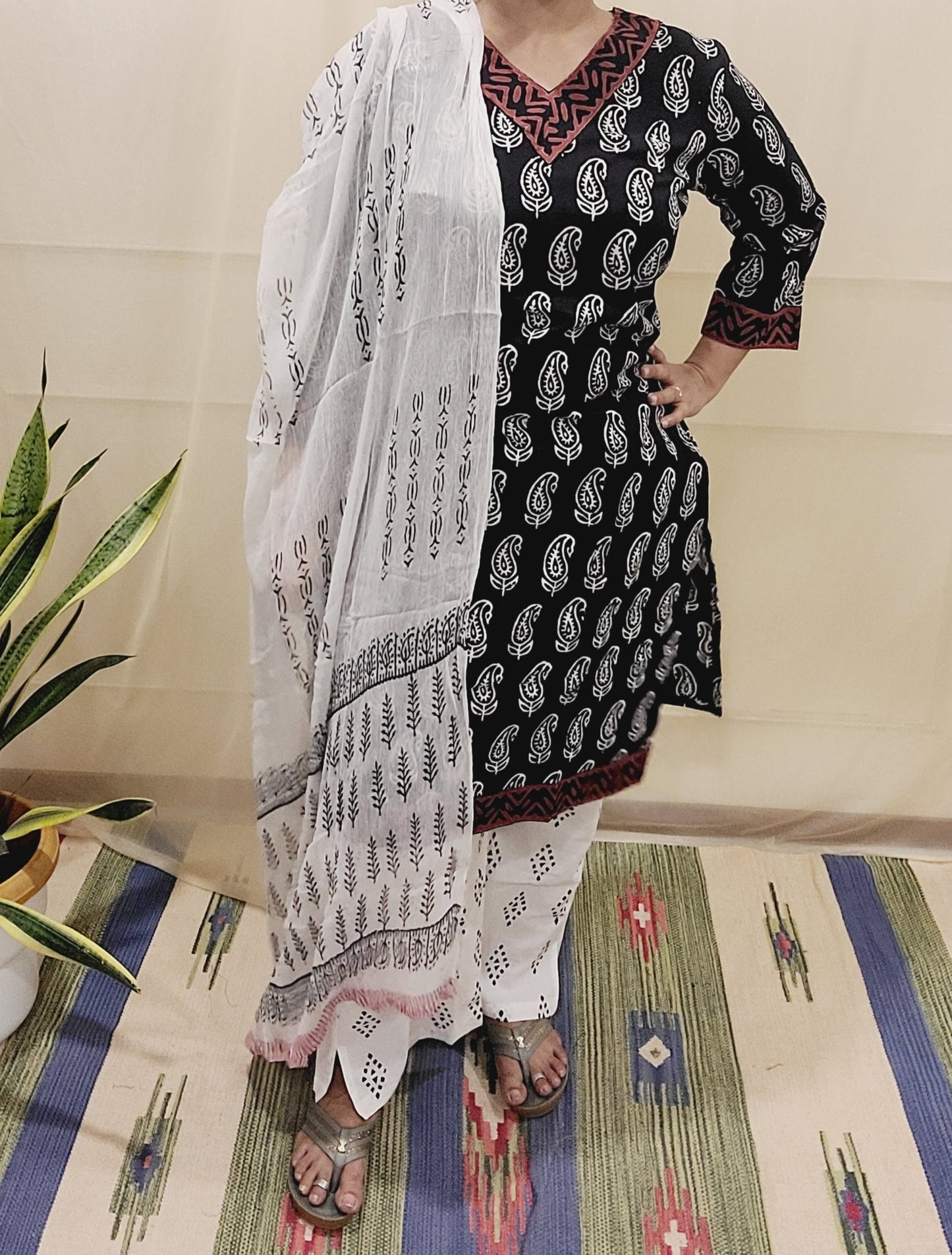 Women's block printed Kurta Pant and dupatta- Salwar suite- @Rs.599
