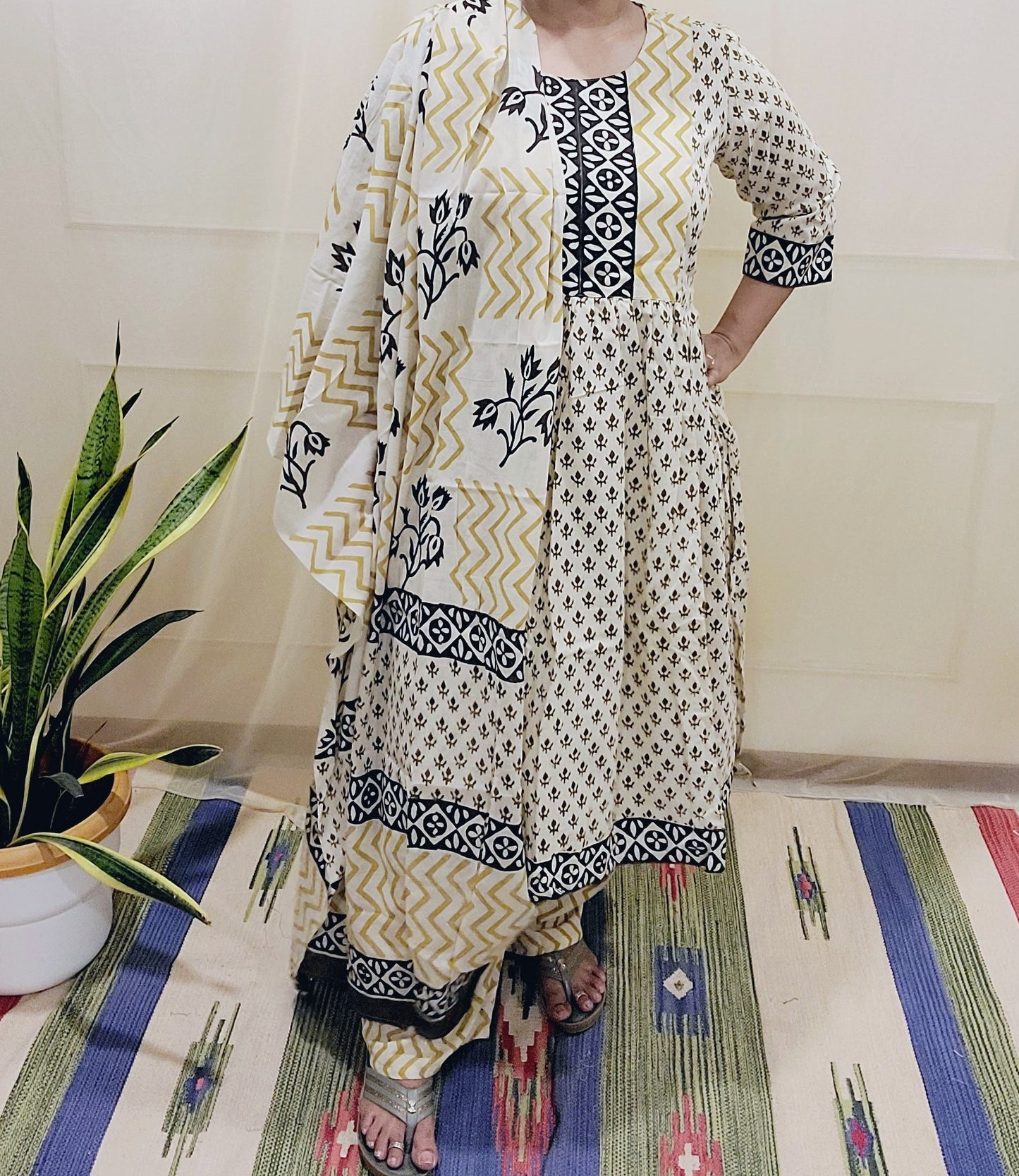 Women's block printed Kurta Pant and dupatta- Salwar suite- @Rs.599