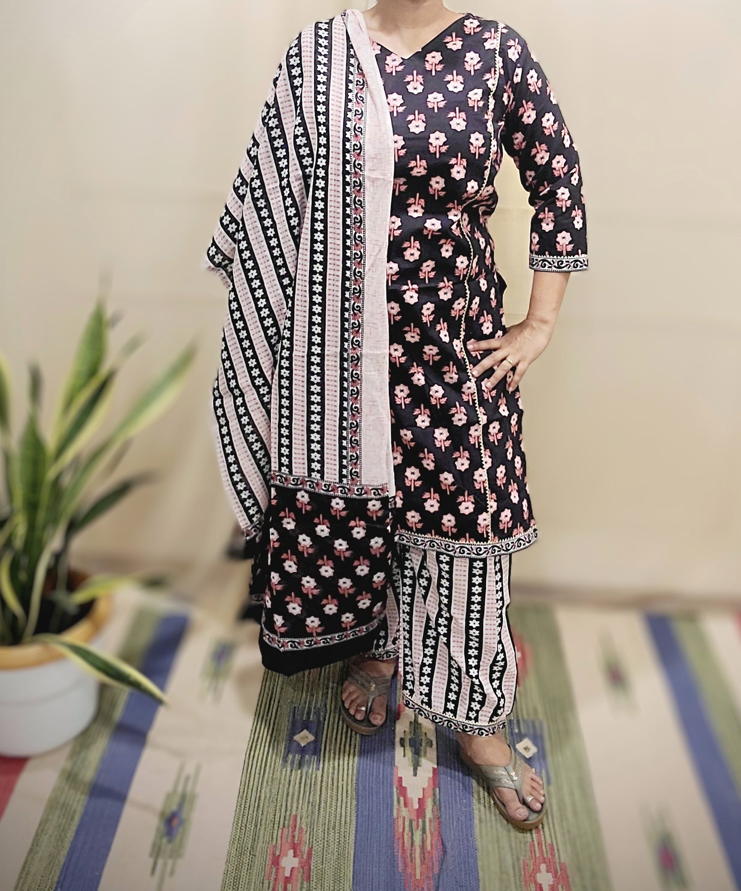 Women's block printed Kurta Pant and dupatta- Salwar suite- @Rs.599