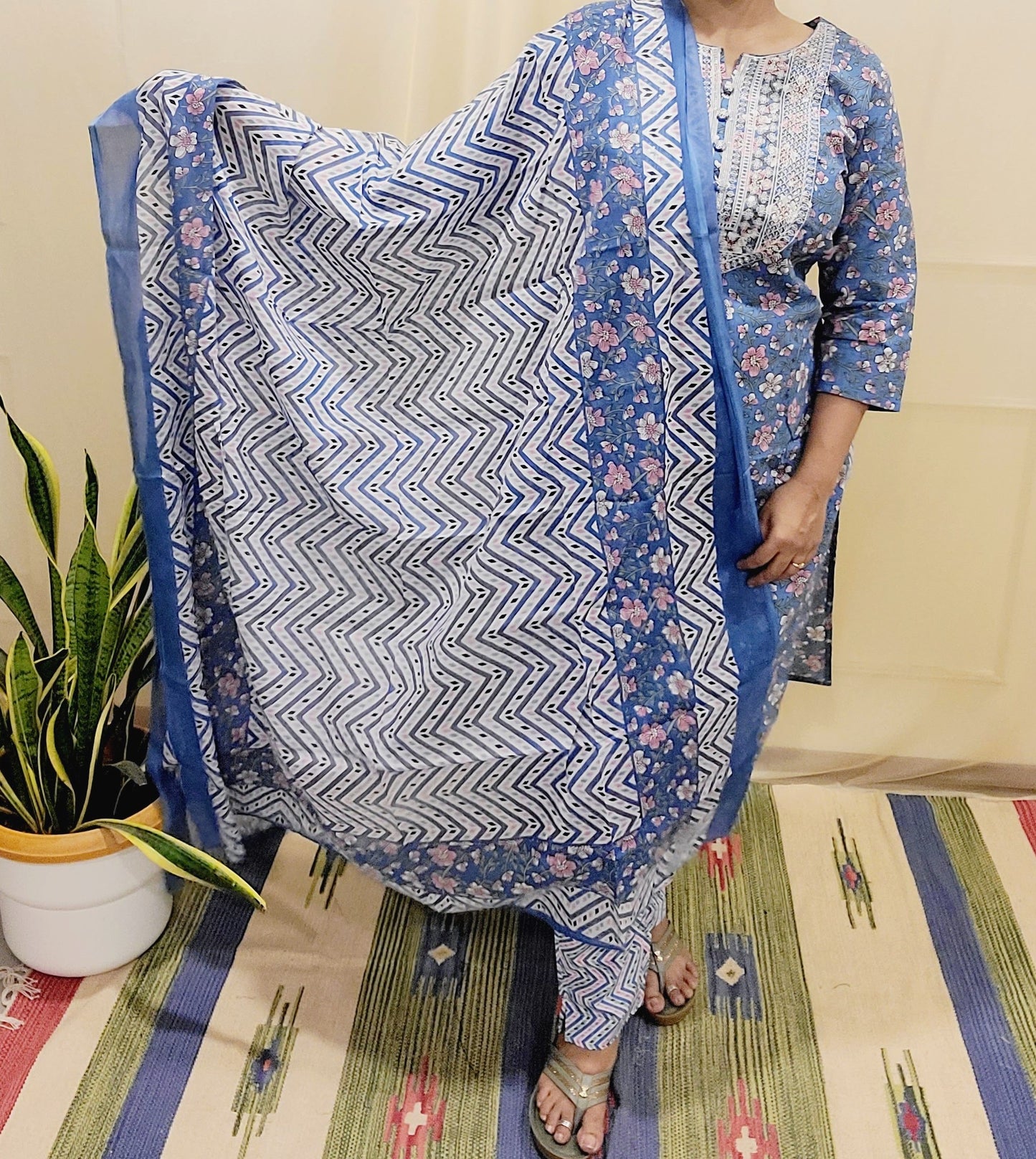 Women's block printed Kurta Pant and dupatta- Salwar suite- @Rs.599
