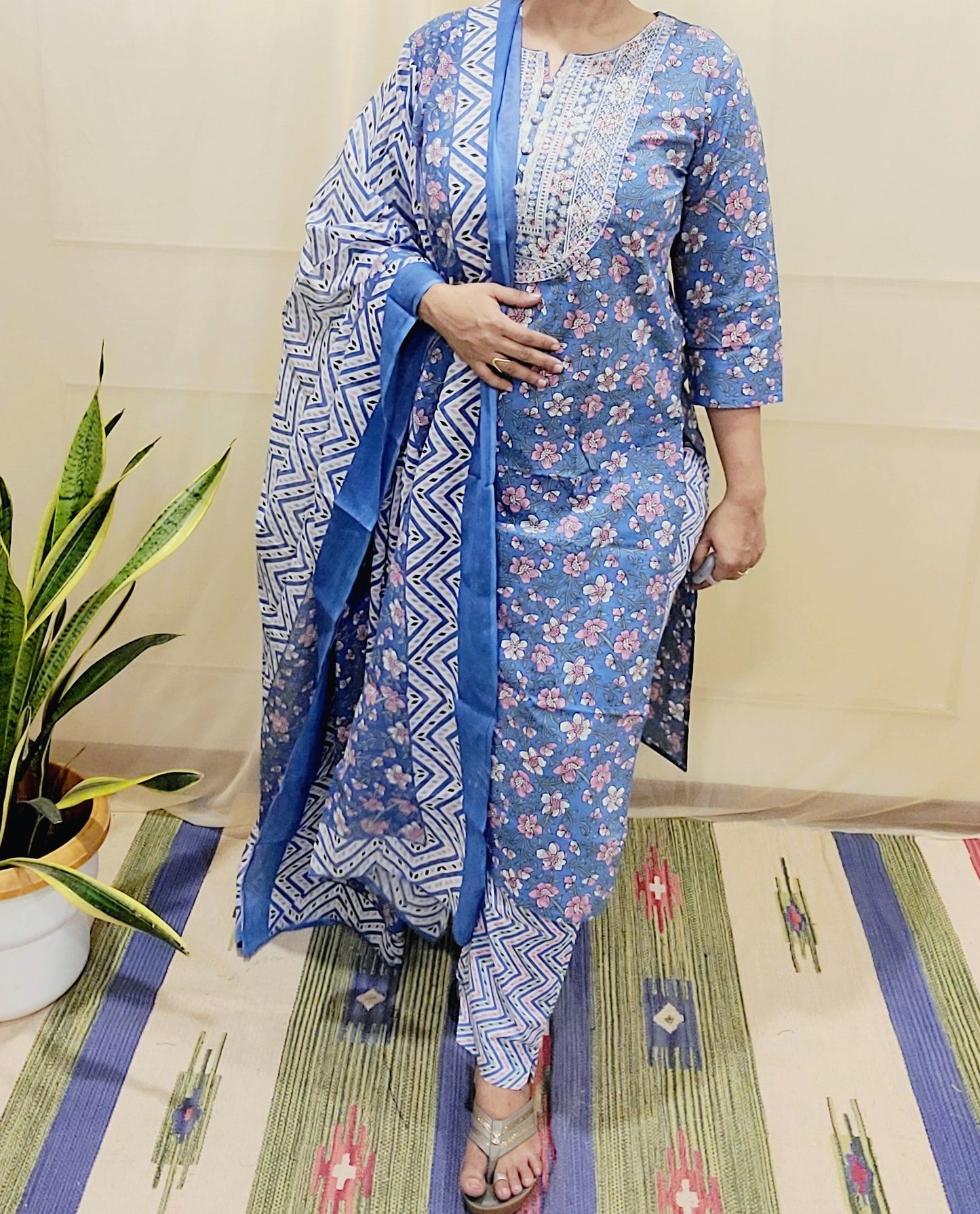 Women's block printed Kurta Pant and dupatta- Salwar suite- @Rs.599