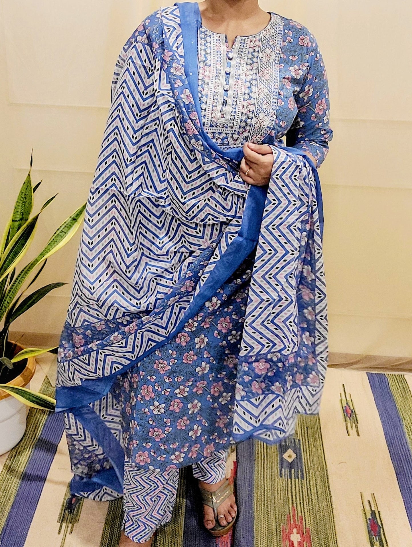 Women's block printed Kurta Pant and dupatta- Salwar suite- @Rs.599