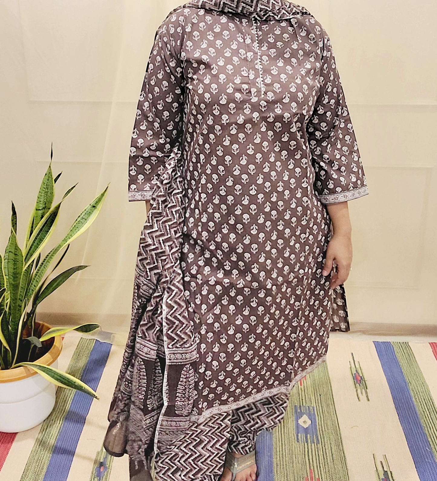 Women's block printed Kurta Pant and dupatta- Salwar suite - My Store