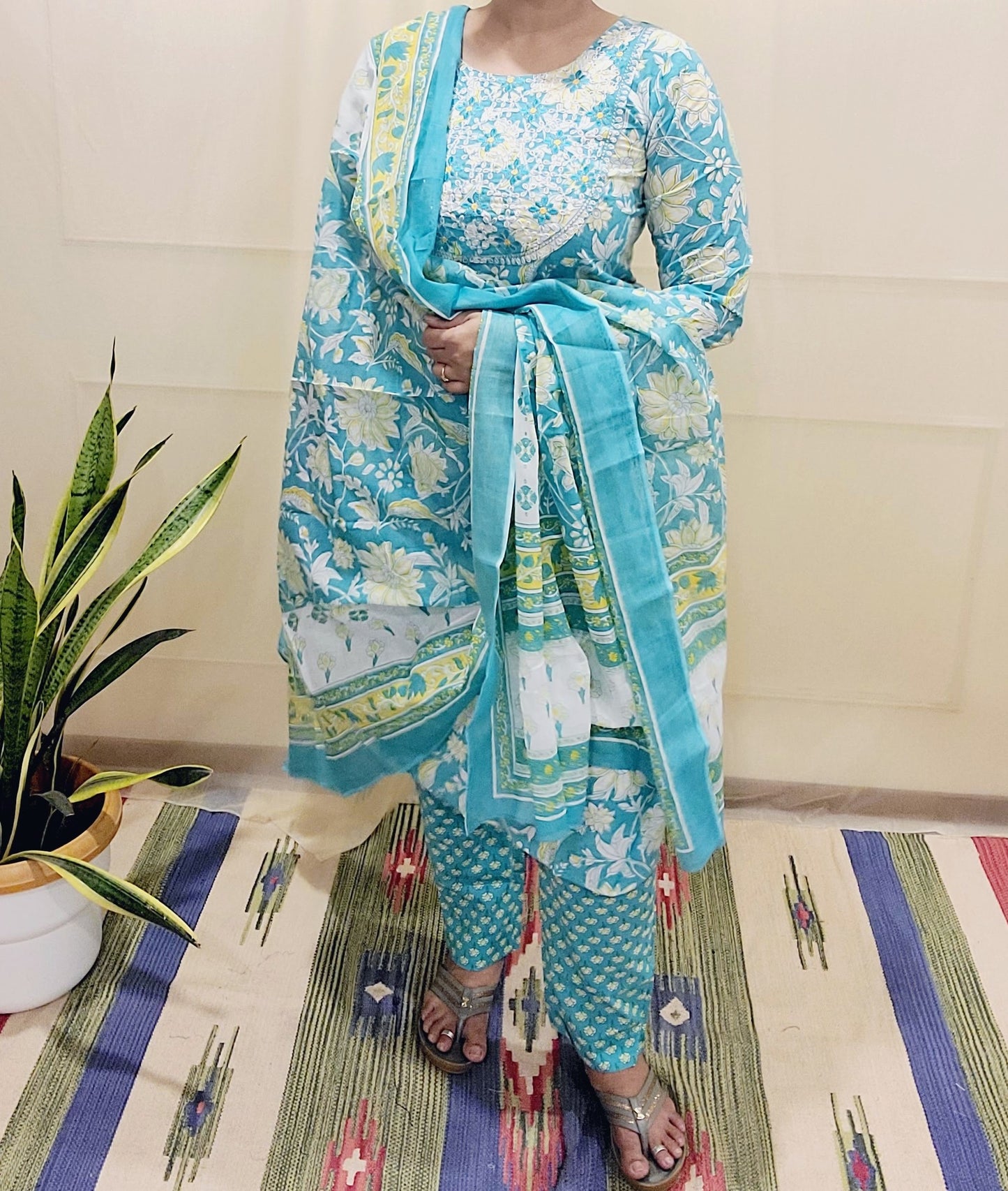 Women's block printed Kurta Pant and dupatta- Salwar suite- @Rs.599
