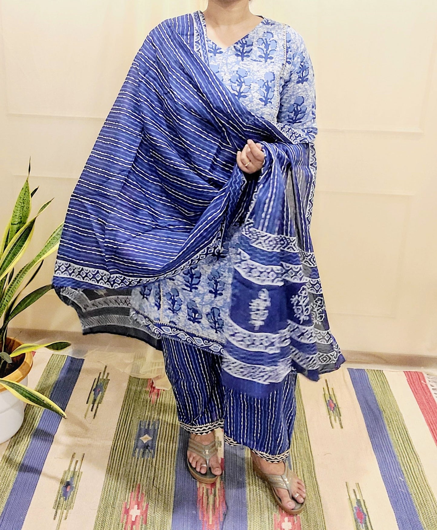 Women's block printed Kurta Pant and dupatta- Salwar suite- @Rs.599