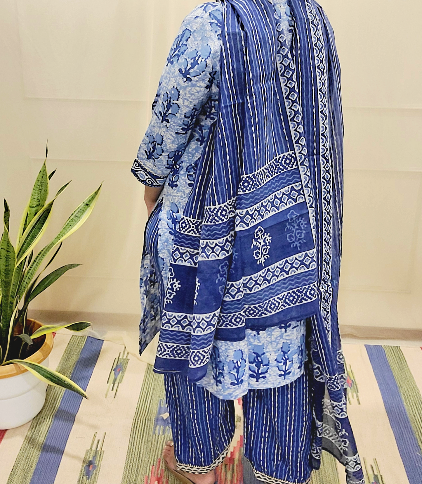 Women's block printed Kurta Pant and dupatta- Salwar suite - My Store