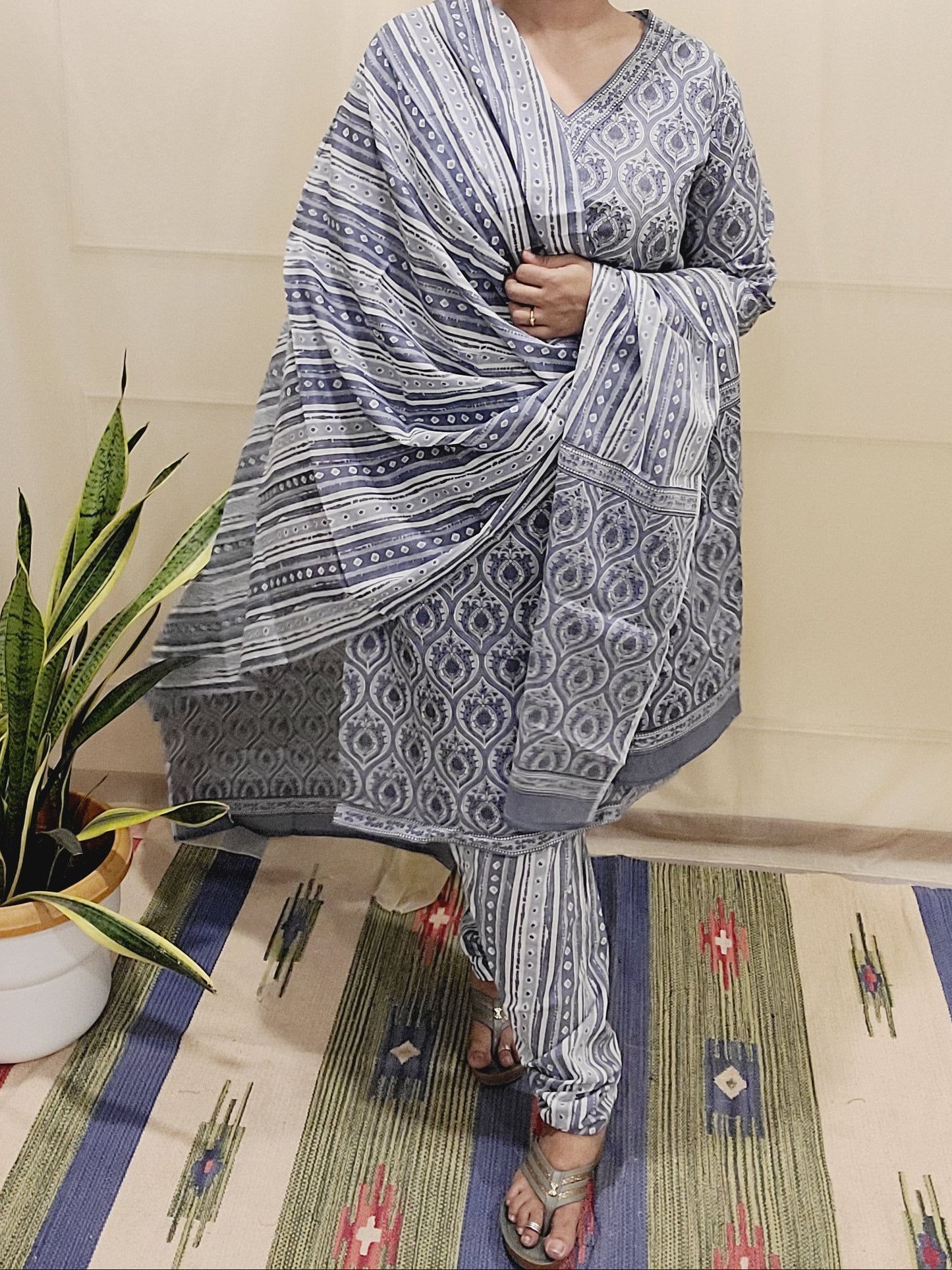 Women's block printed Kurta Pant and dupatta- Salwar suite- @Rs.599