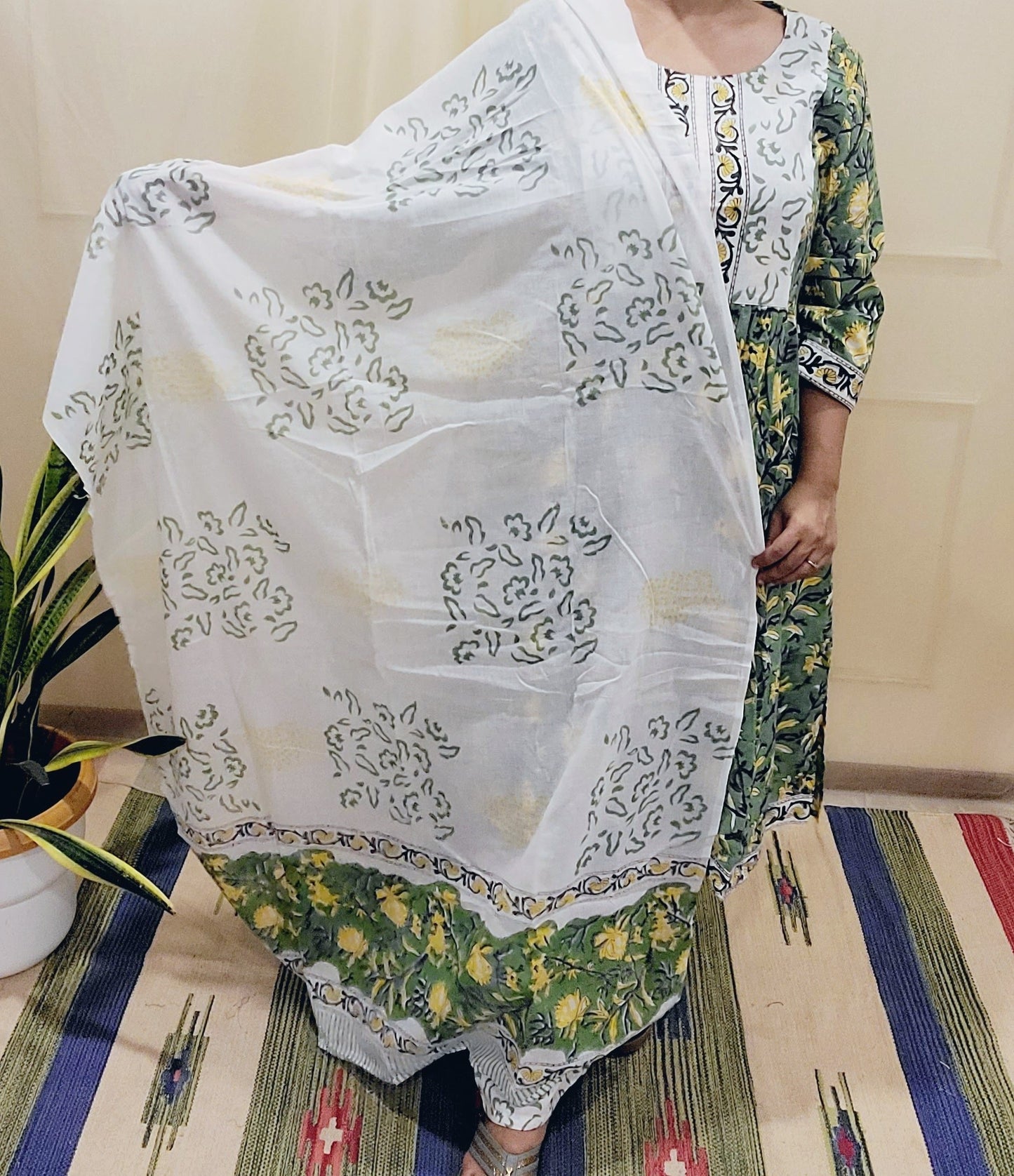 Women's block printed Kurta Pant and dupatta- Salwar suite- @Rs.599