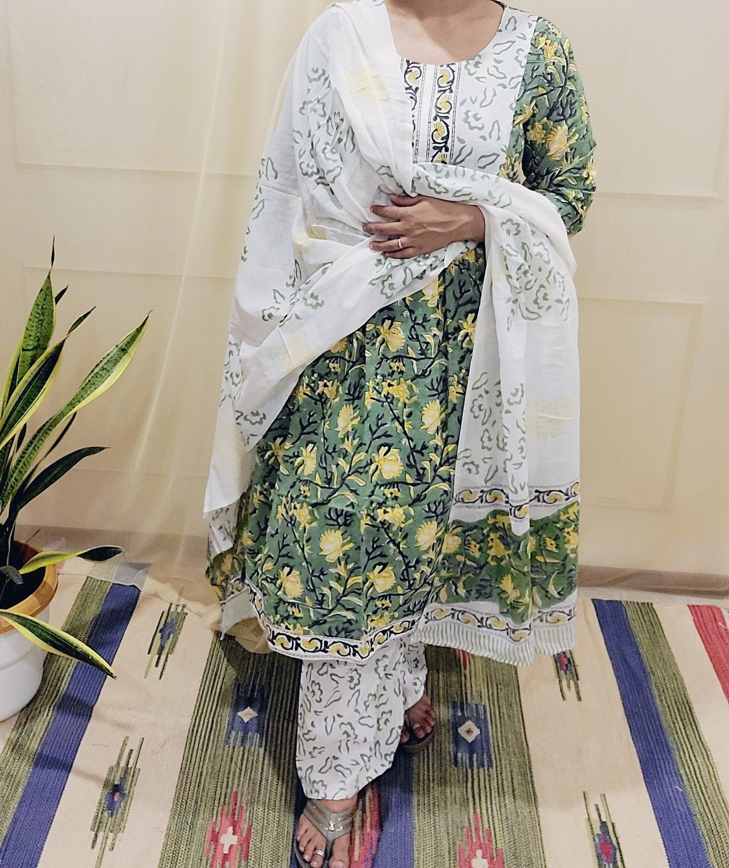Women's block printed Kurta Pant and dupatta- Salwar suite- @Rs.599