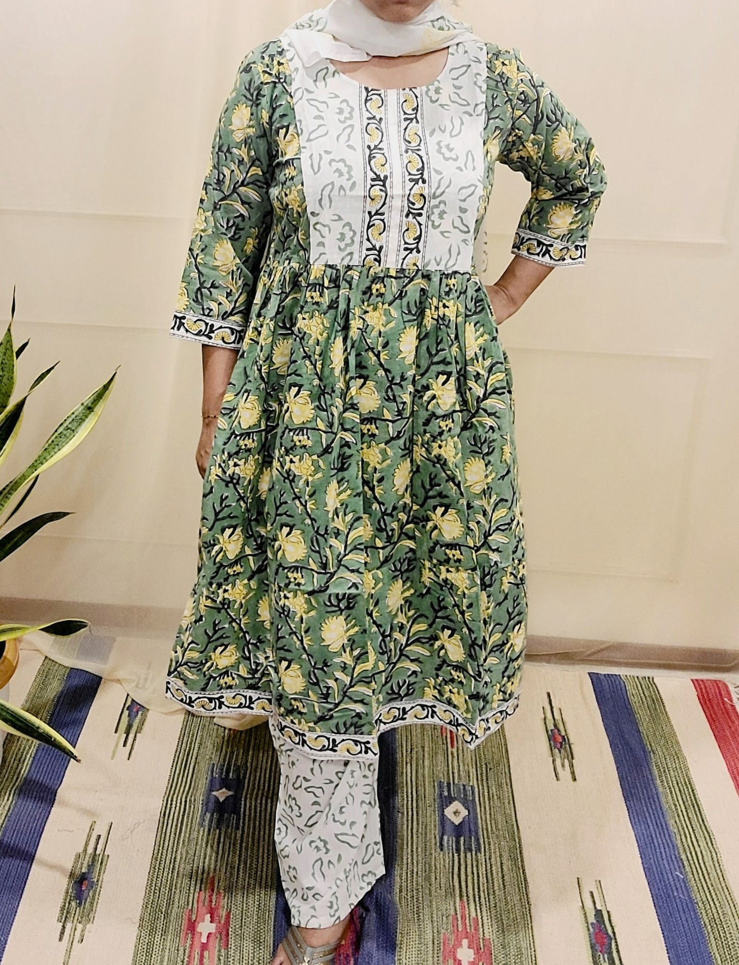 Women's block printed Kurta Pant and dupatta- Salwar suite- @Rs.599