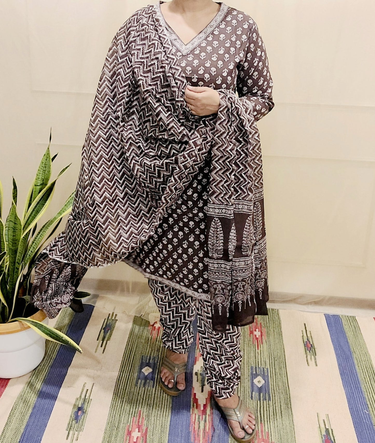 Women's block printed Kurta Pant and dupatta- Salwar suite- @Rs.599
