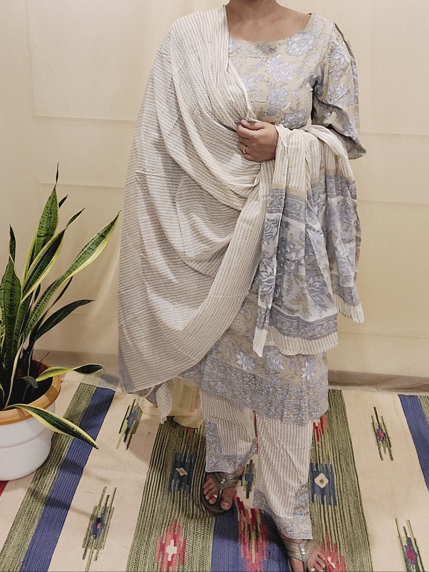 Women's block printed Kurta Pant and dupatta- Salwar suite- @Rs.599