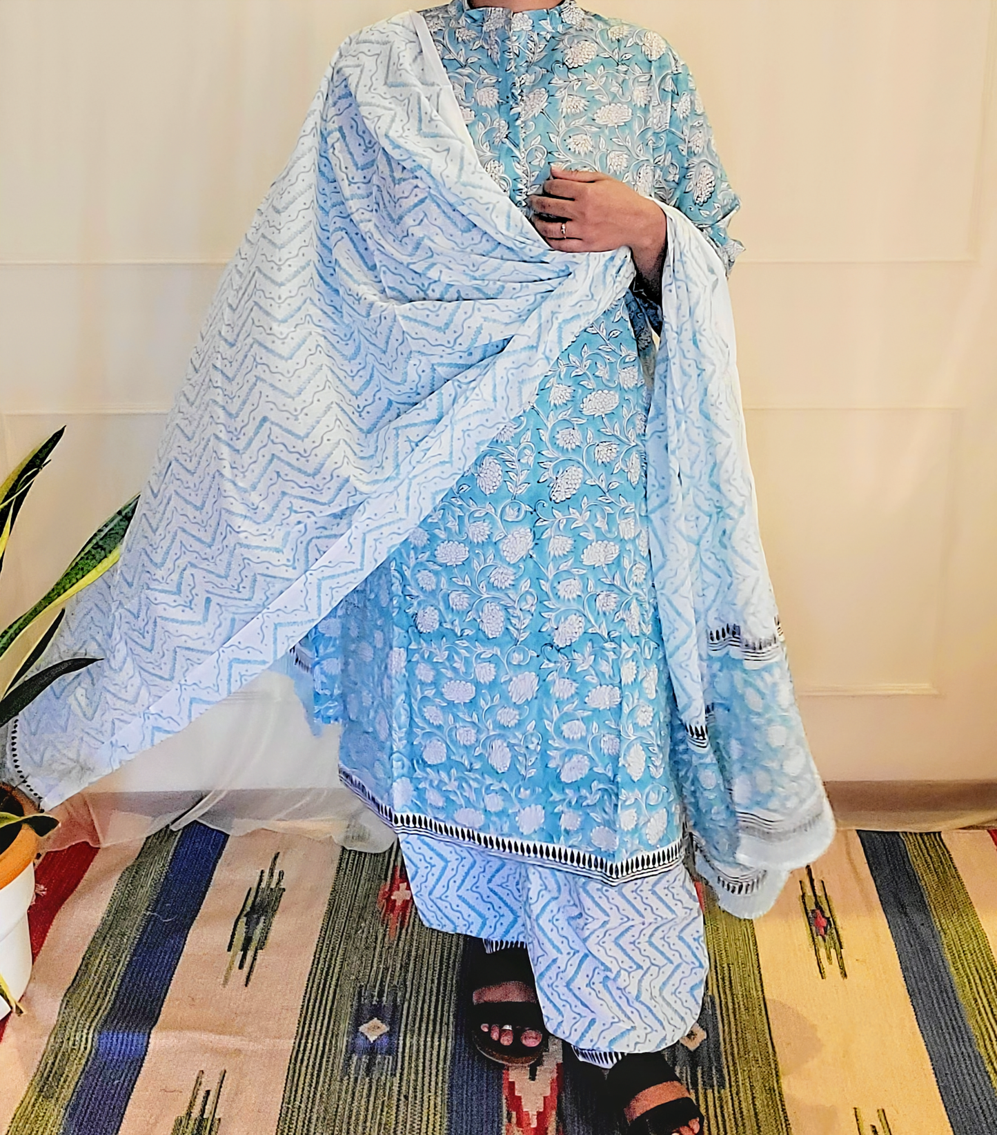 Women's block printed Kurta Pant and dupatta- Salwar suite- @Rs.599