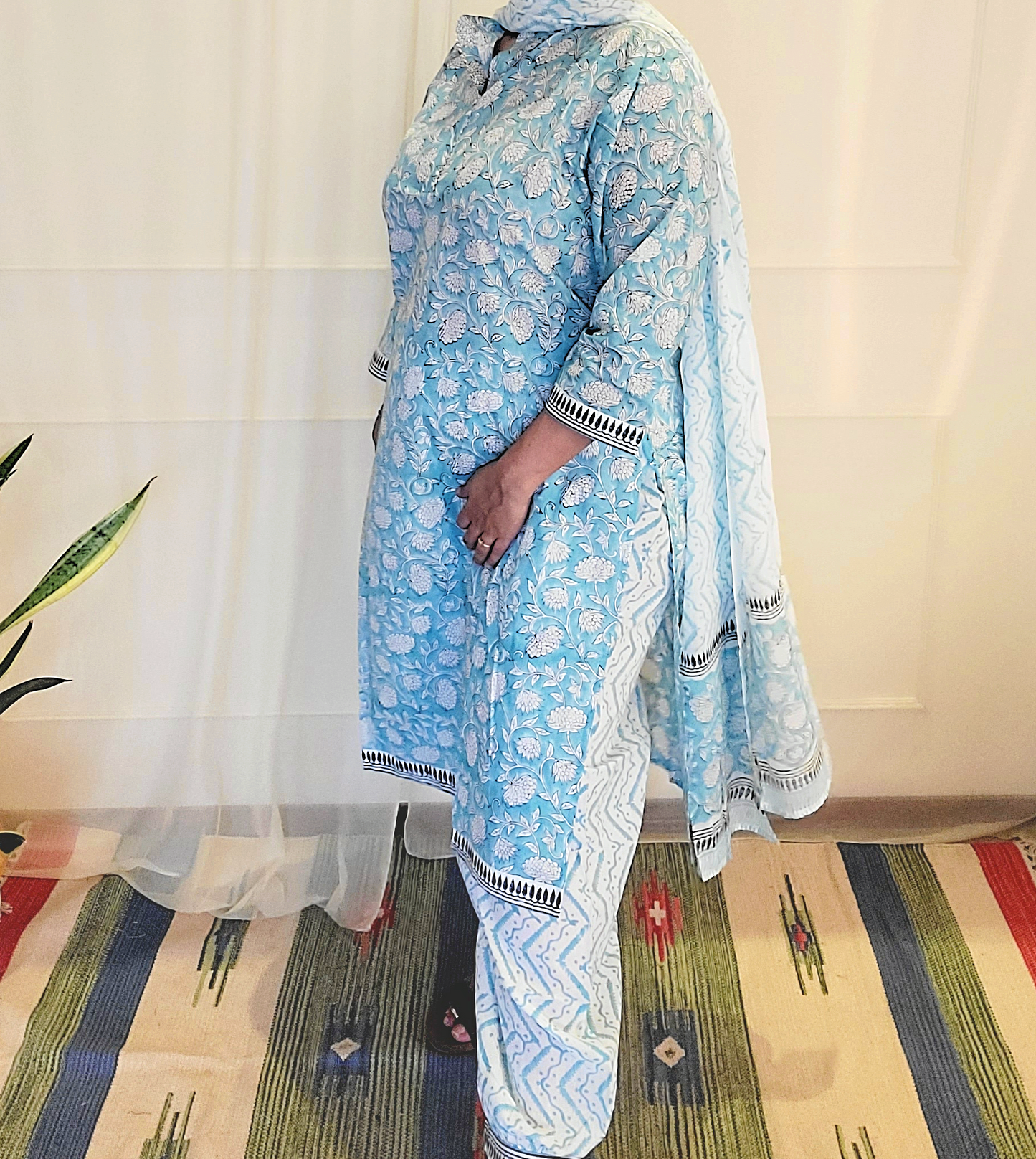 Women's block printed Kurta Pant and dupatta- Salwar suite- @Rs.599