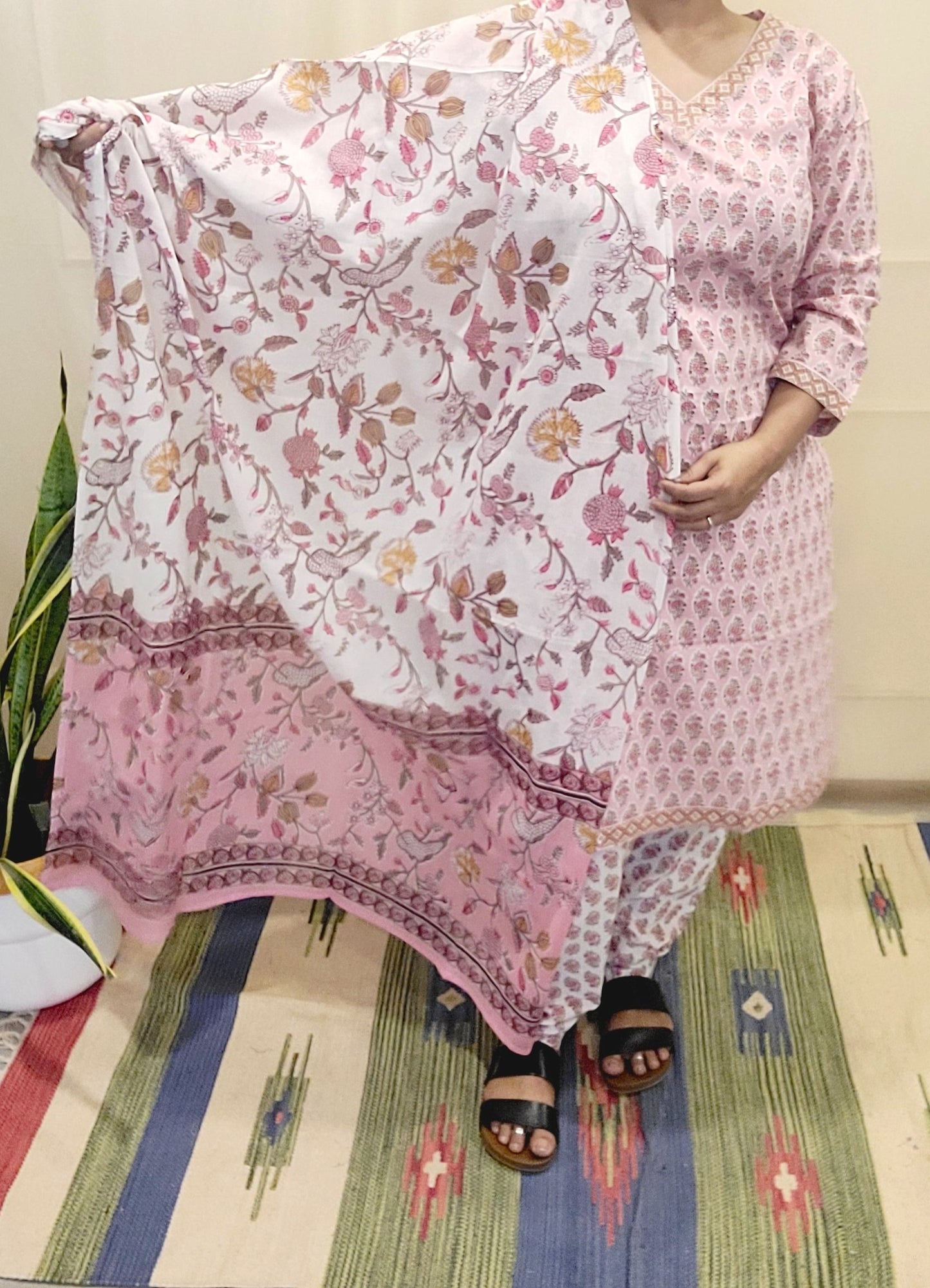 Women's block printed Kurta Pant and dupatta- Salwar suite- @Rs.599